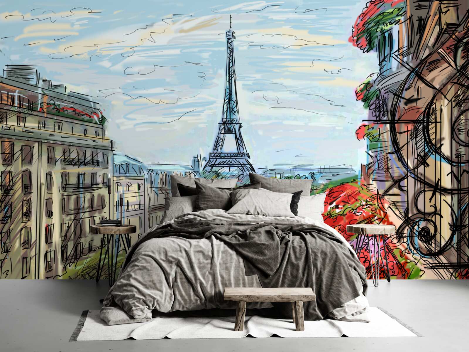 Фотошпалери захоплюючий вид на Ейфелеву вежу з балкона