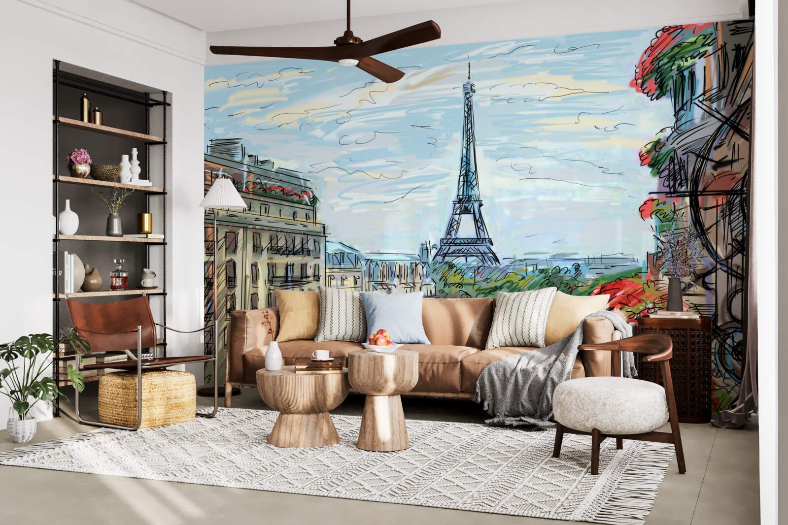 Фотошпалери захоплюючий вид на Ейфелеву вежу з балкона