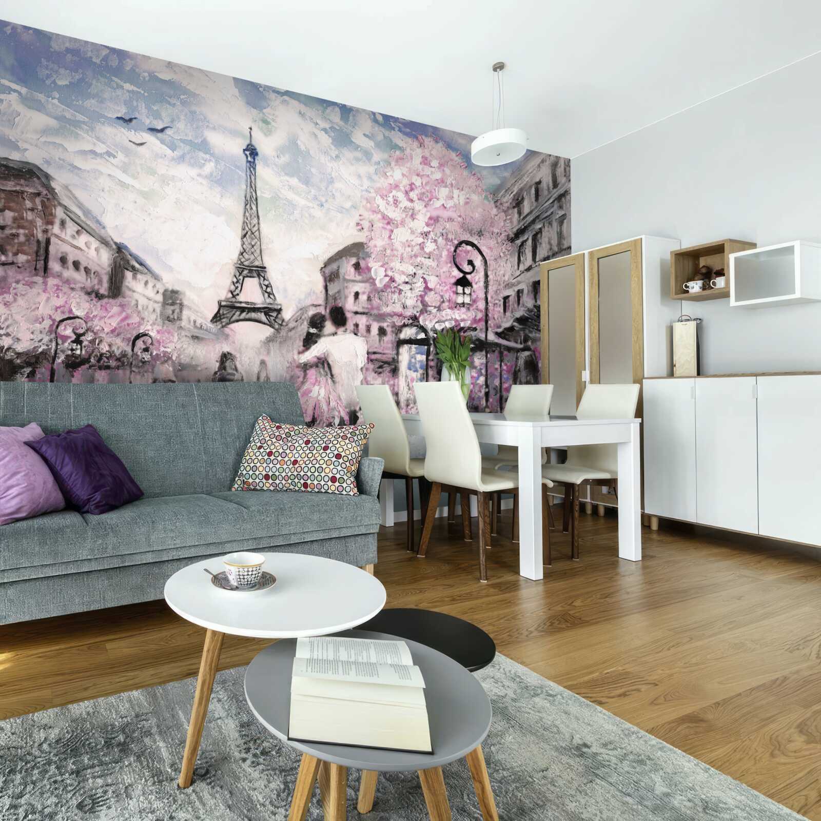 Фотошпалери закохана пара на вулицях Парижа