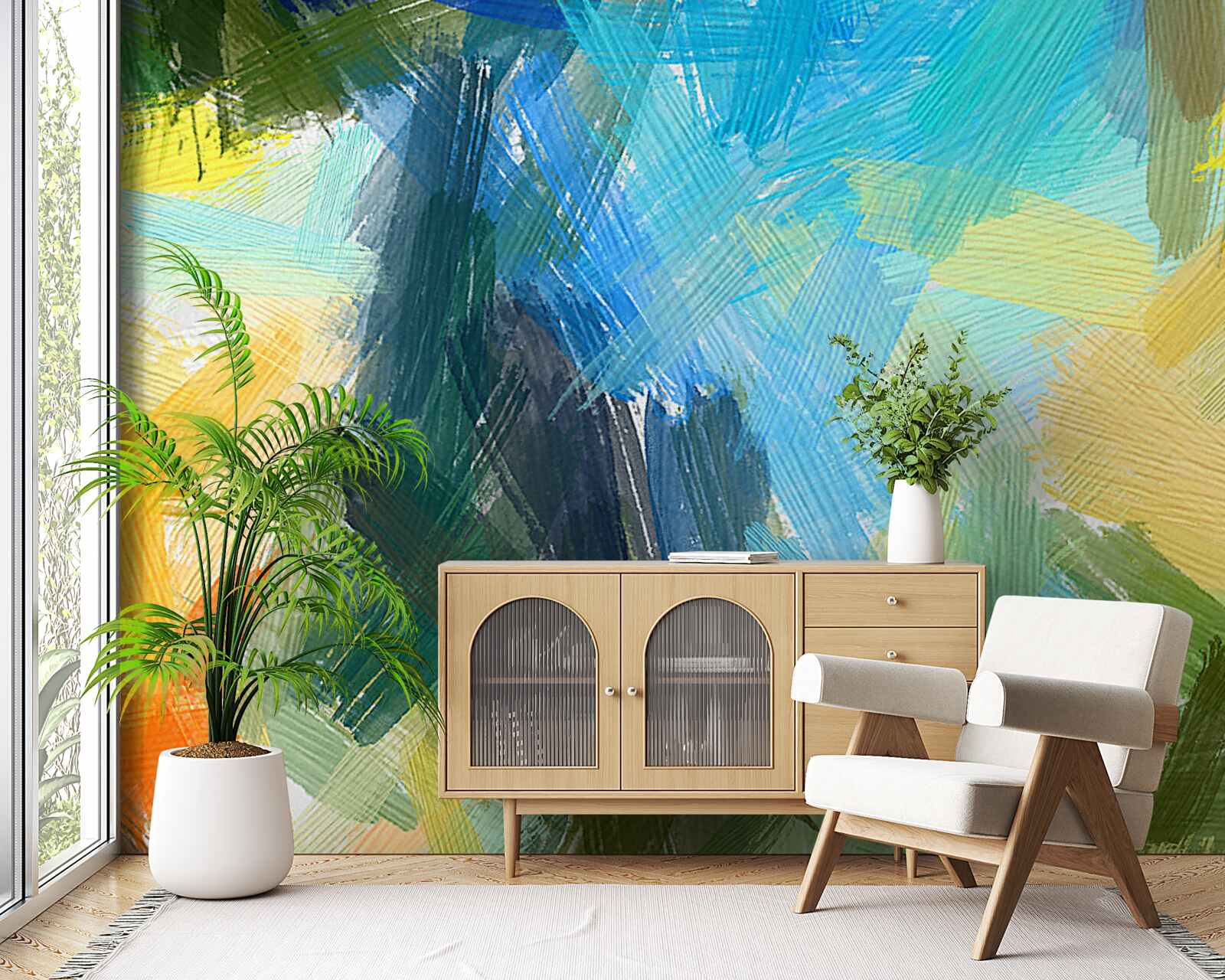 Фотошпалери осіння абстракція, створена олійними фарбами