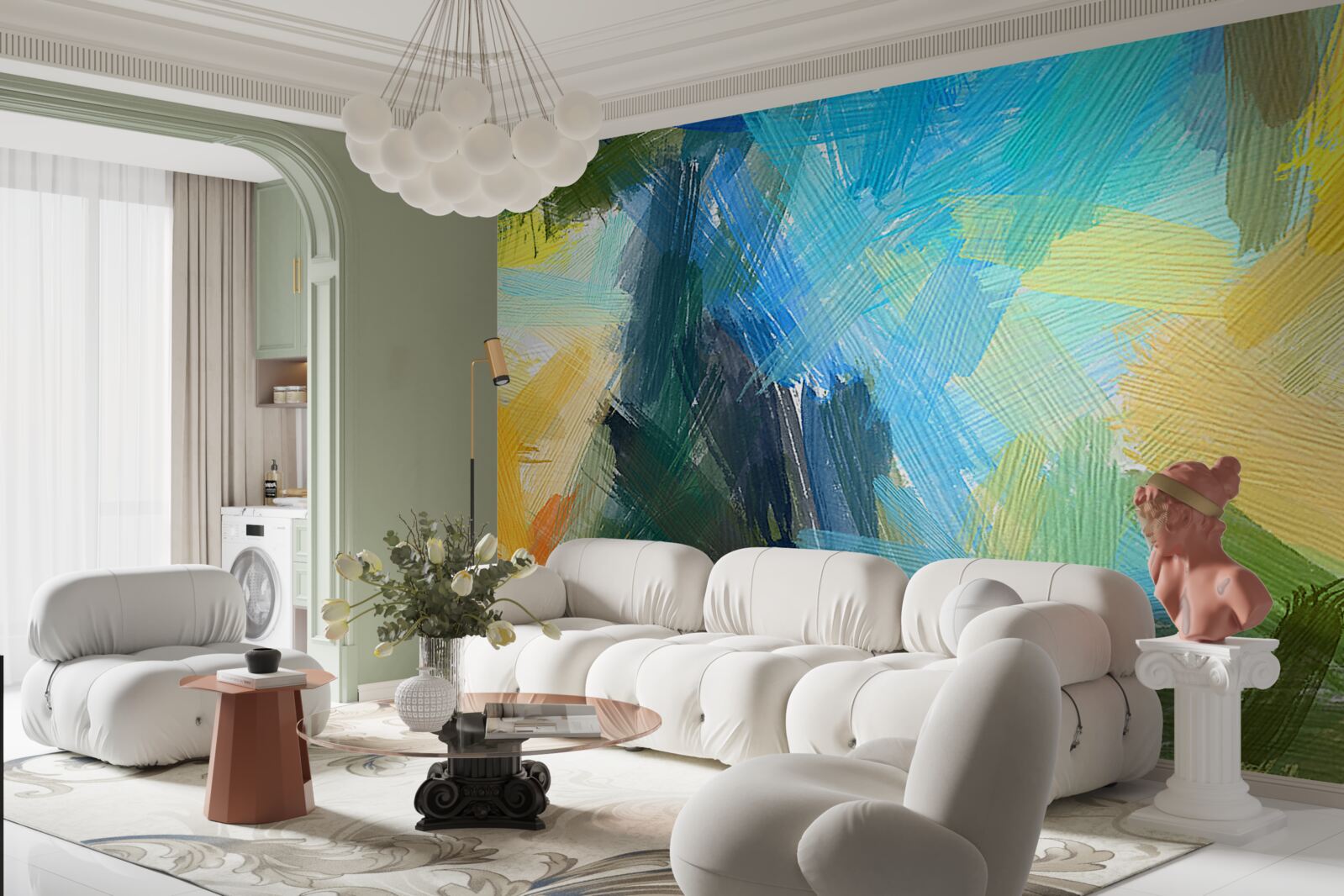 Фотошпалери осіння абстракція, створена олійними фарбами