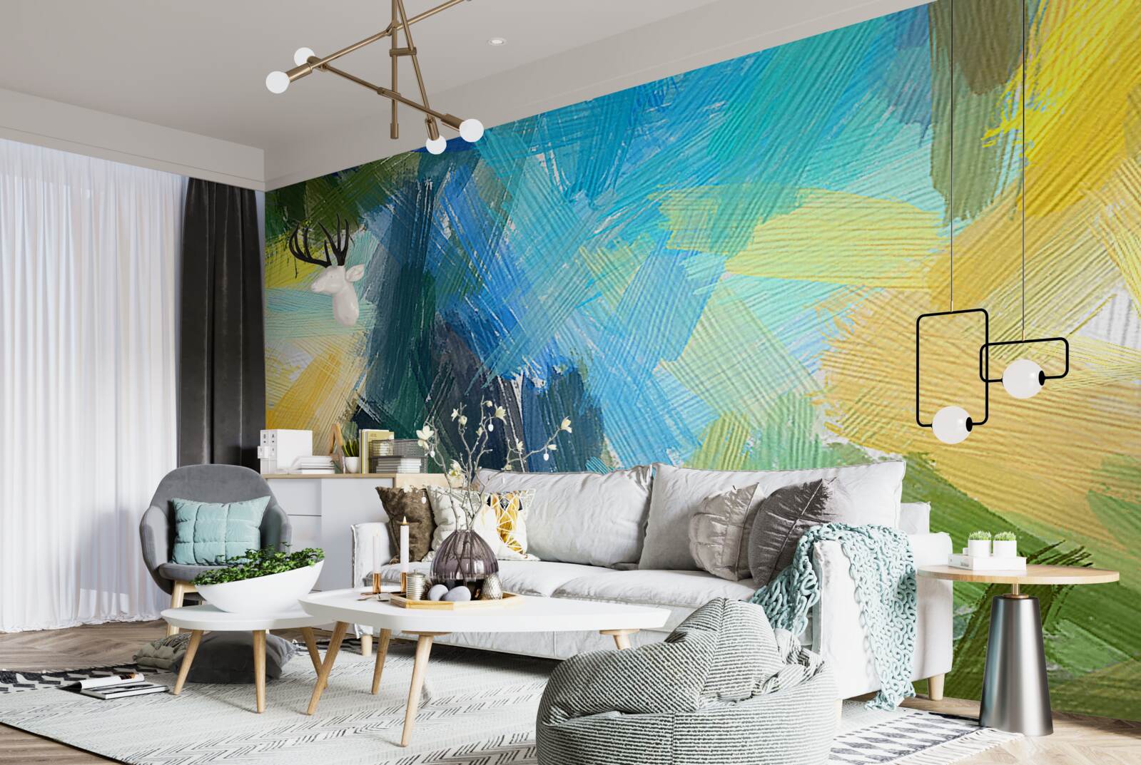 Фотошпалери осіння абстракція, створена олійними фарбами