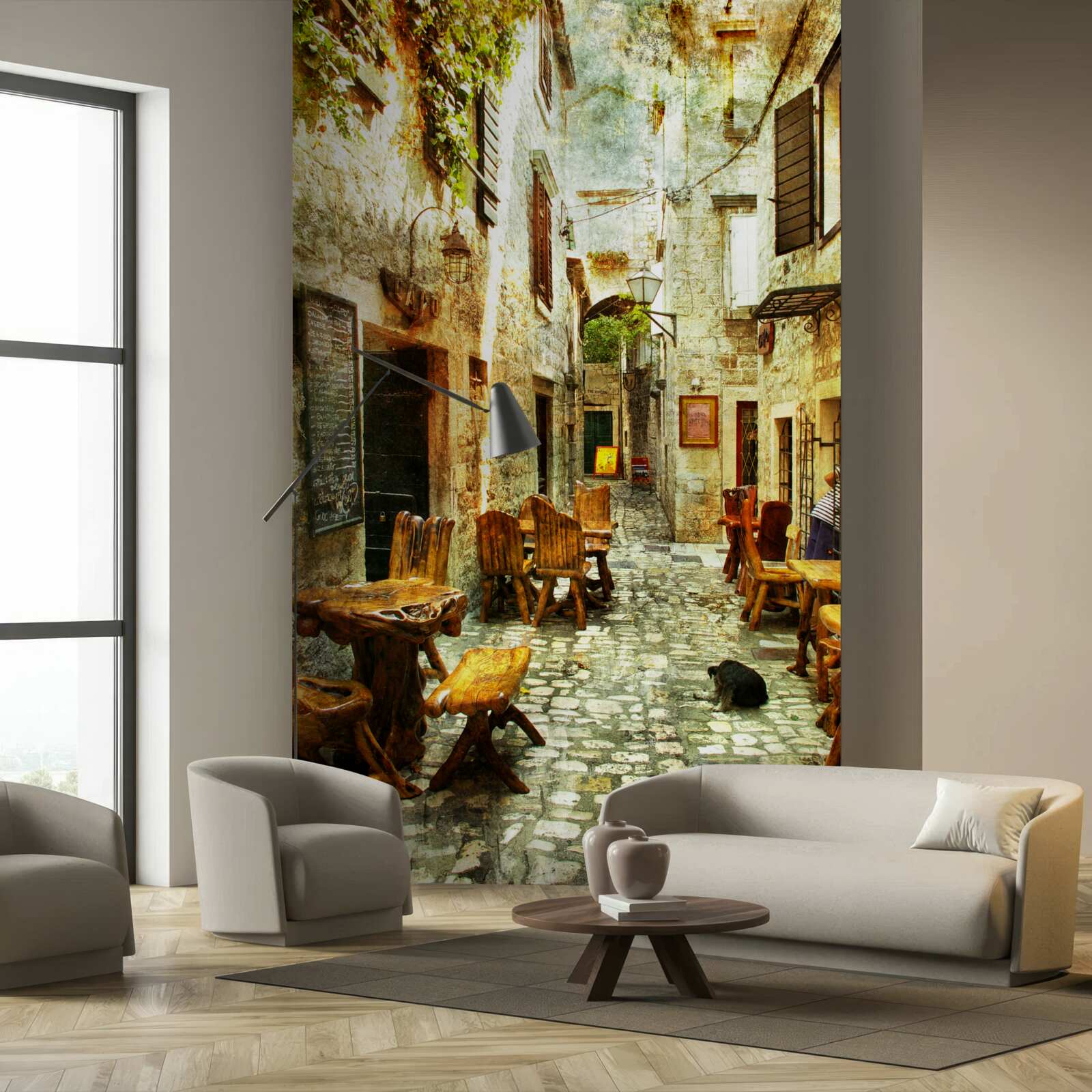 Фотошпалери затишна, тиха кав'ярня в історичній частині міста