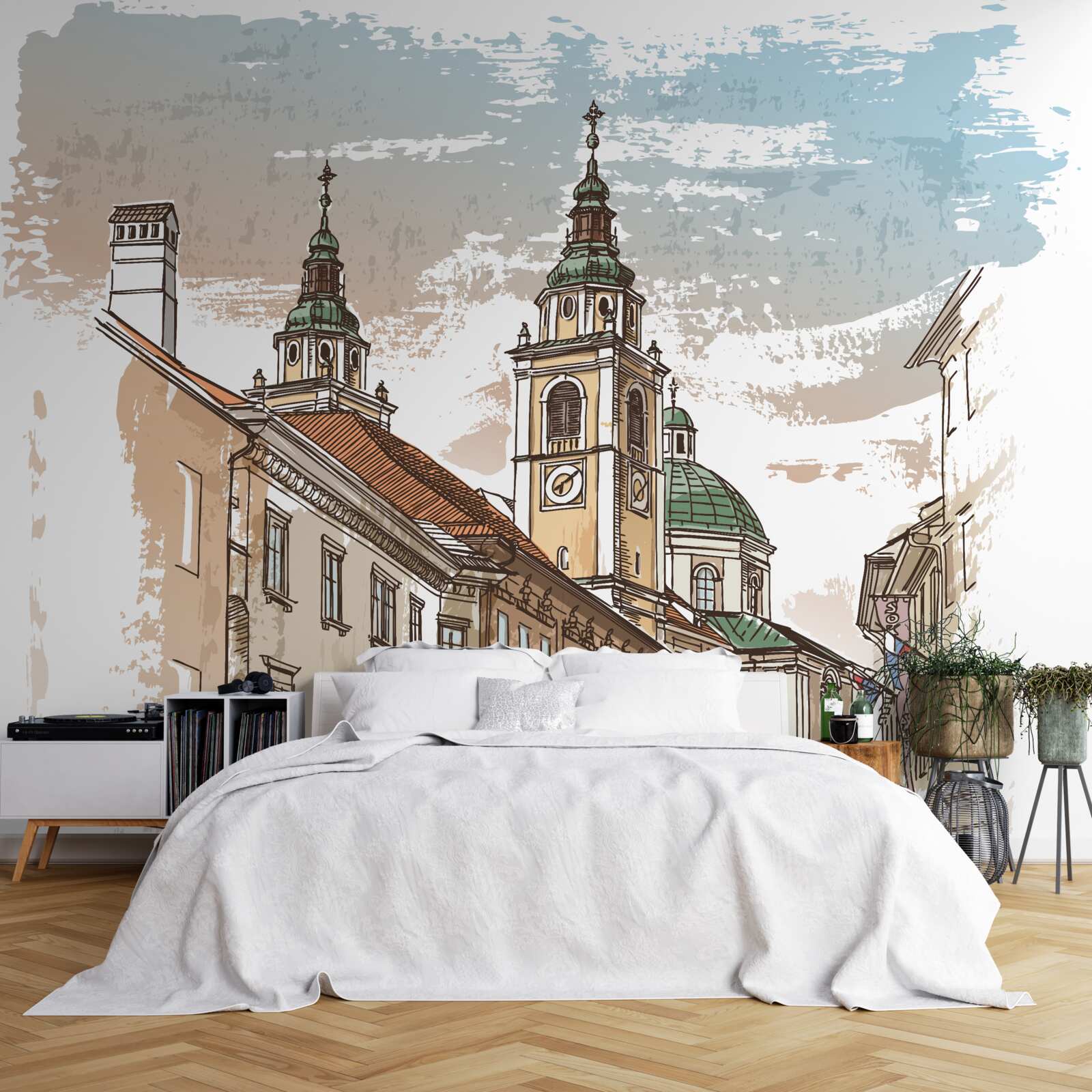 Фотошпалери стародавнє місто, намальоване олівцем