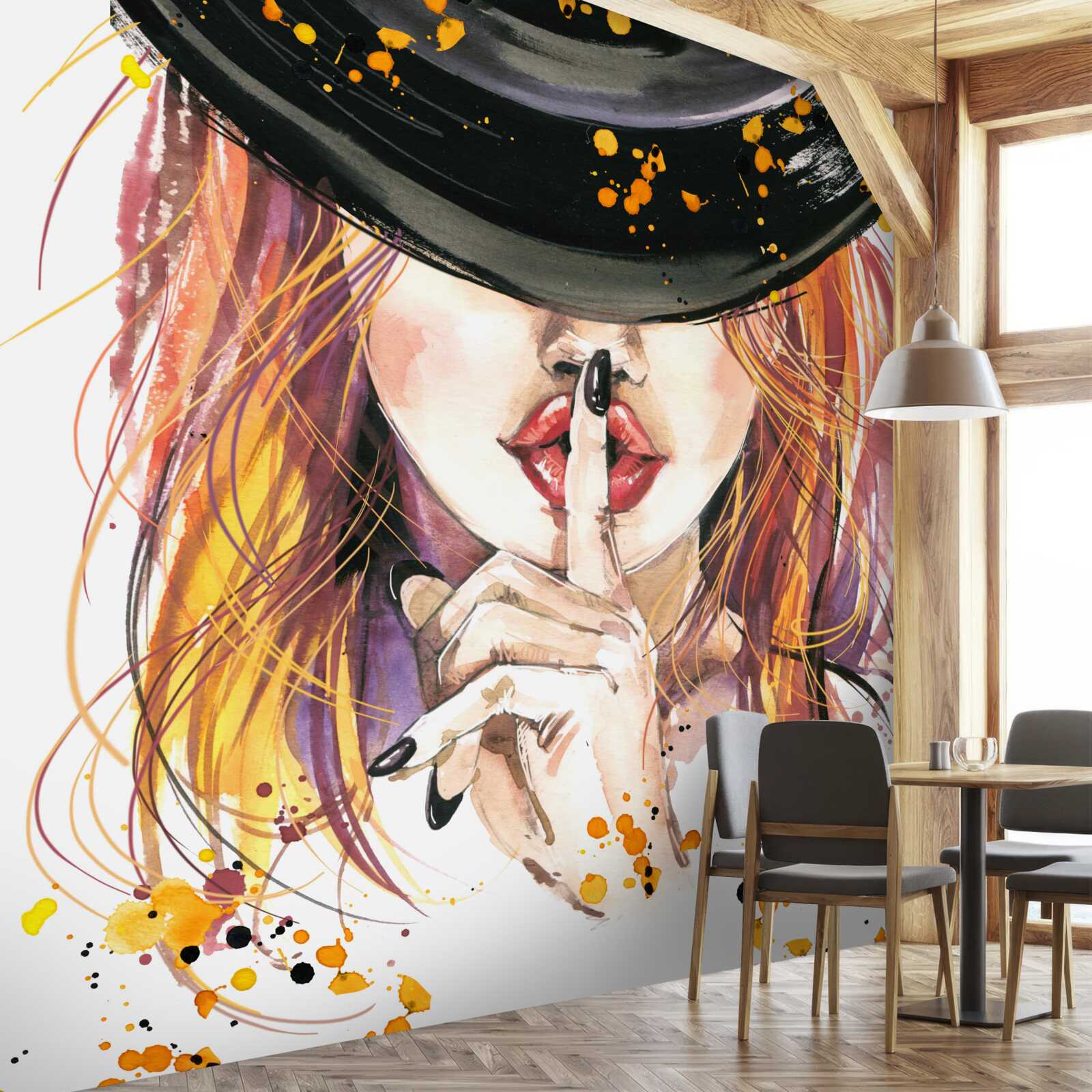 Фотошпалери жінка в темному капелюсі