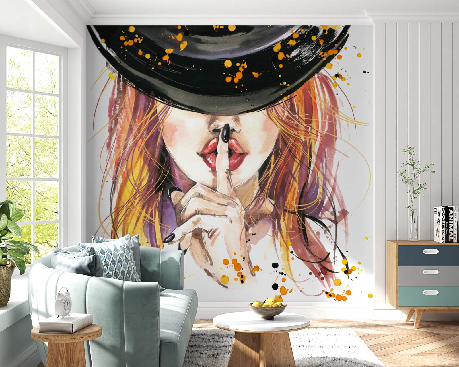 Фотошпалери жінка в темному капелюсі