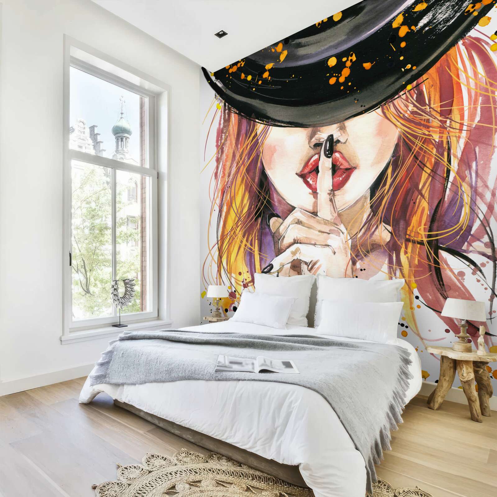 Фотошпалери жінка в темному капелюсі