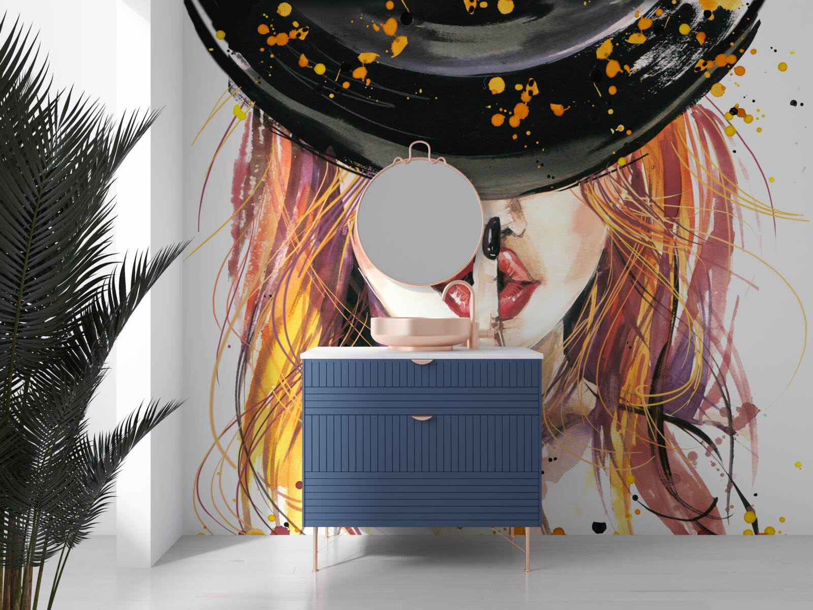 Фотошпалери жінка в темному капелюсі