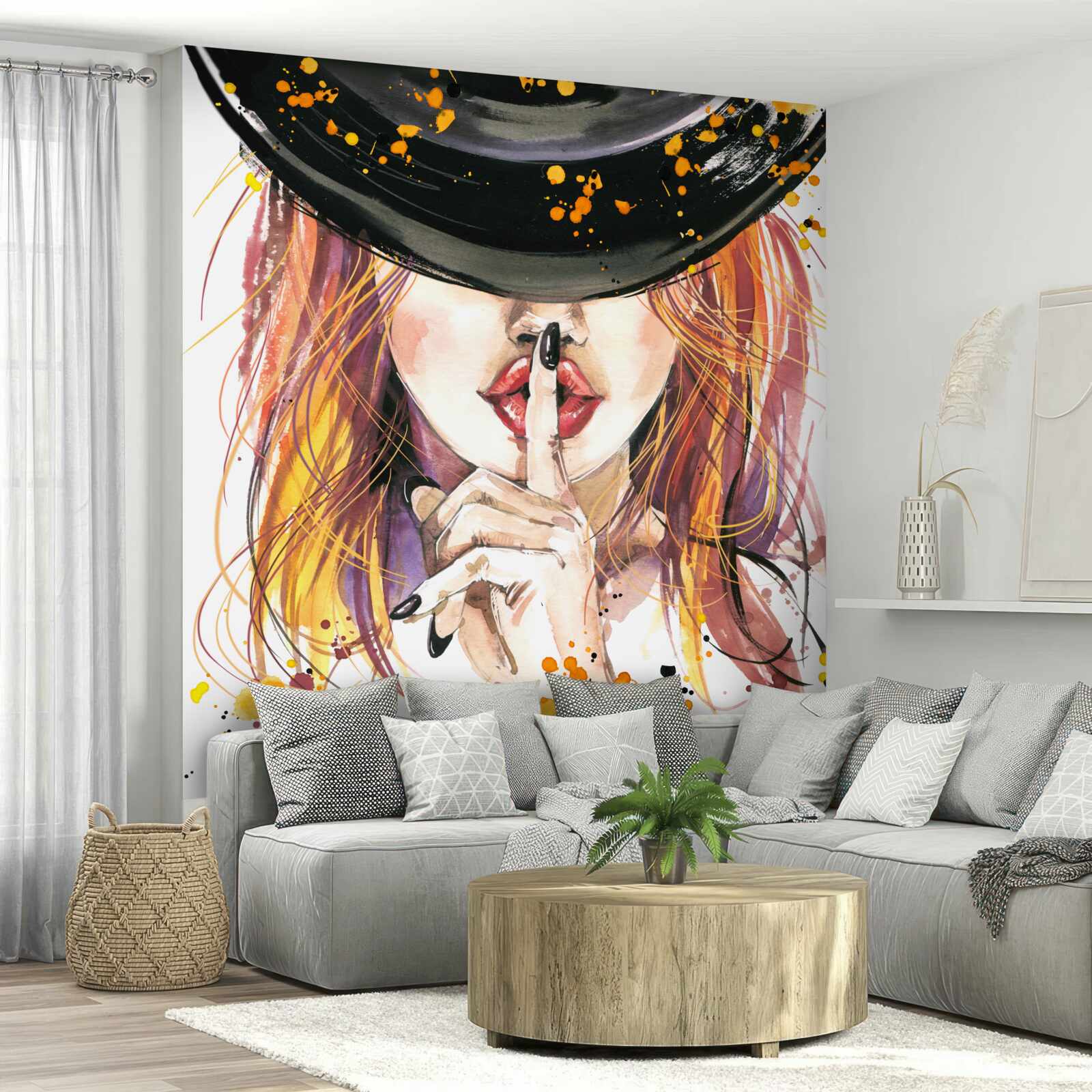 Фотошпалери жінка в темному капелюсі