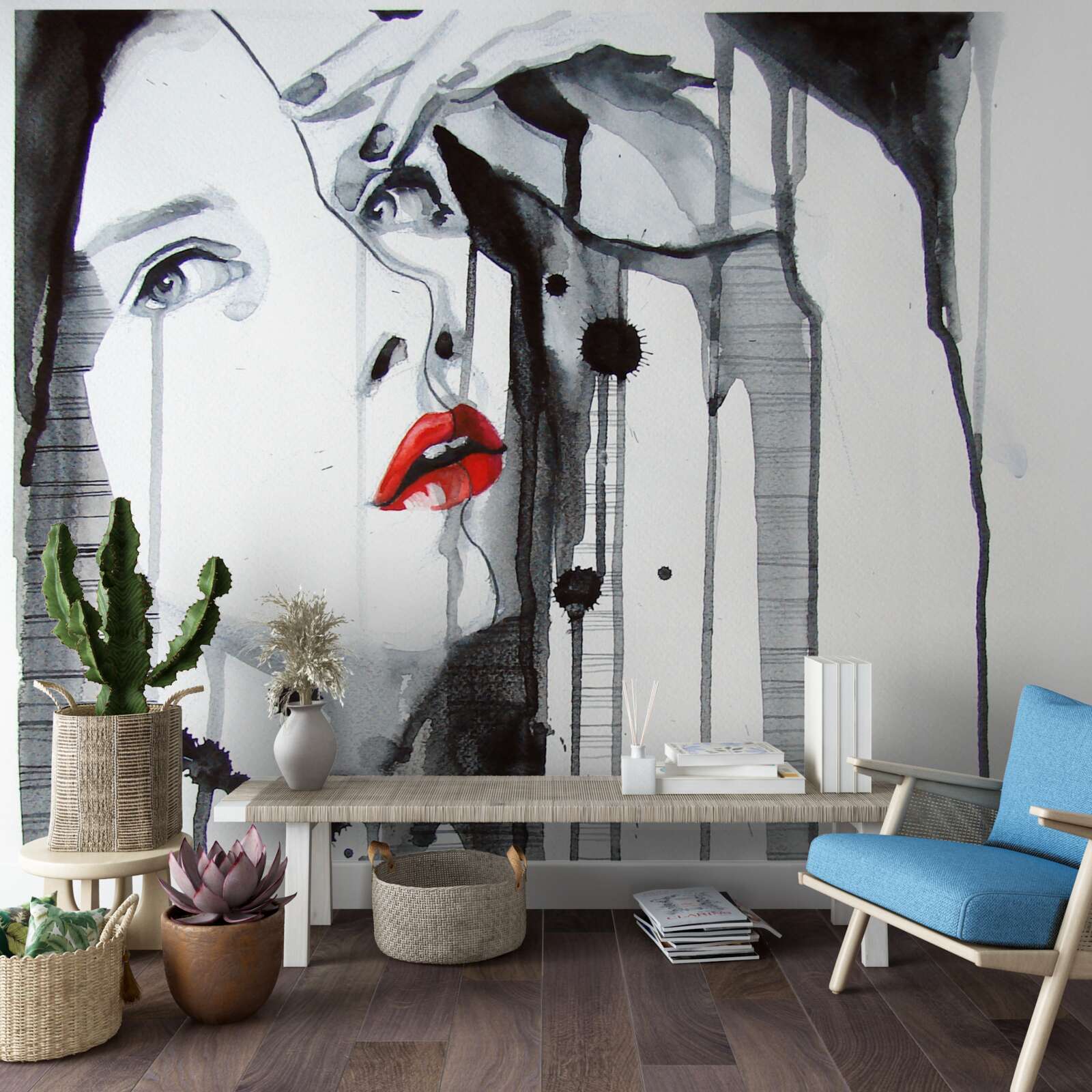 Фотошпалери зображення жінки з червоними губами