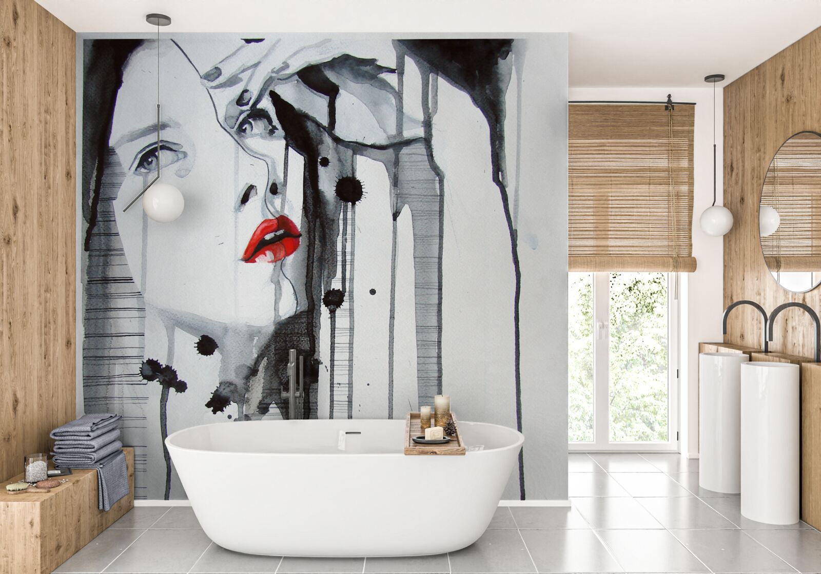 Фотошпалери зображення жінки з червоними губами