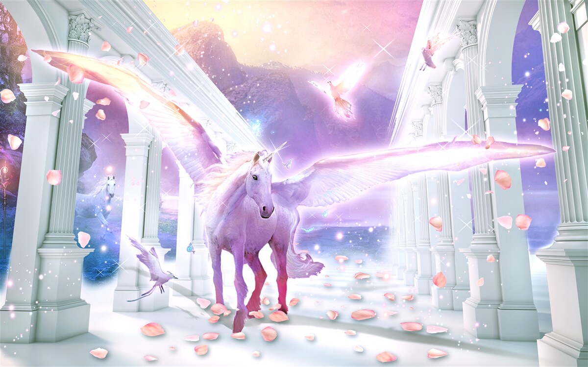 Фотошпалери чарівний єдиноріг, що ширяє в небі