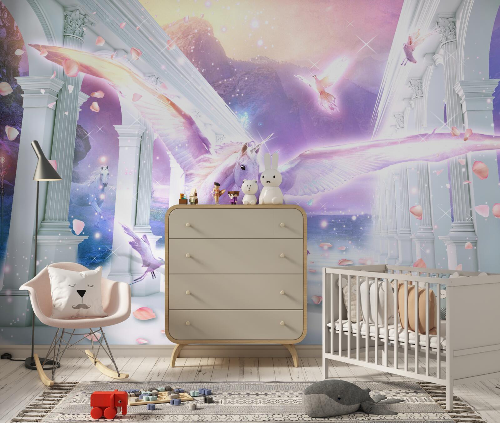 Фотошпалери чарівний єдиноріг, що ширяє в небі