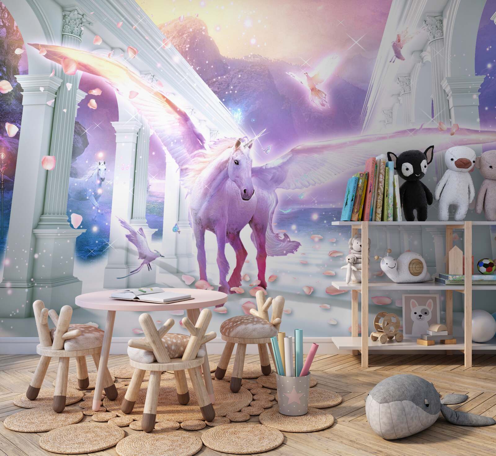 Фотошпалери чарівний єдиноріг, що ширяє в небі