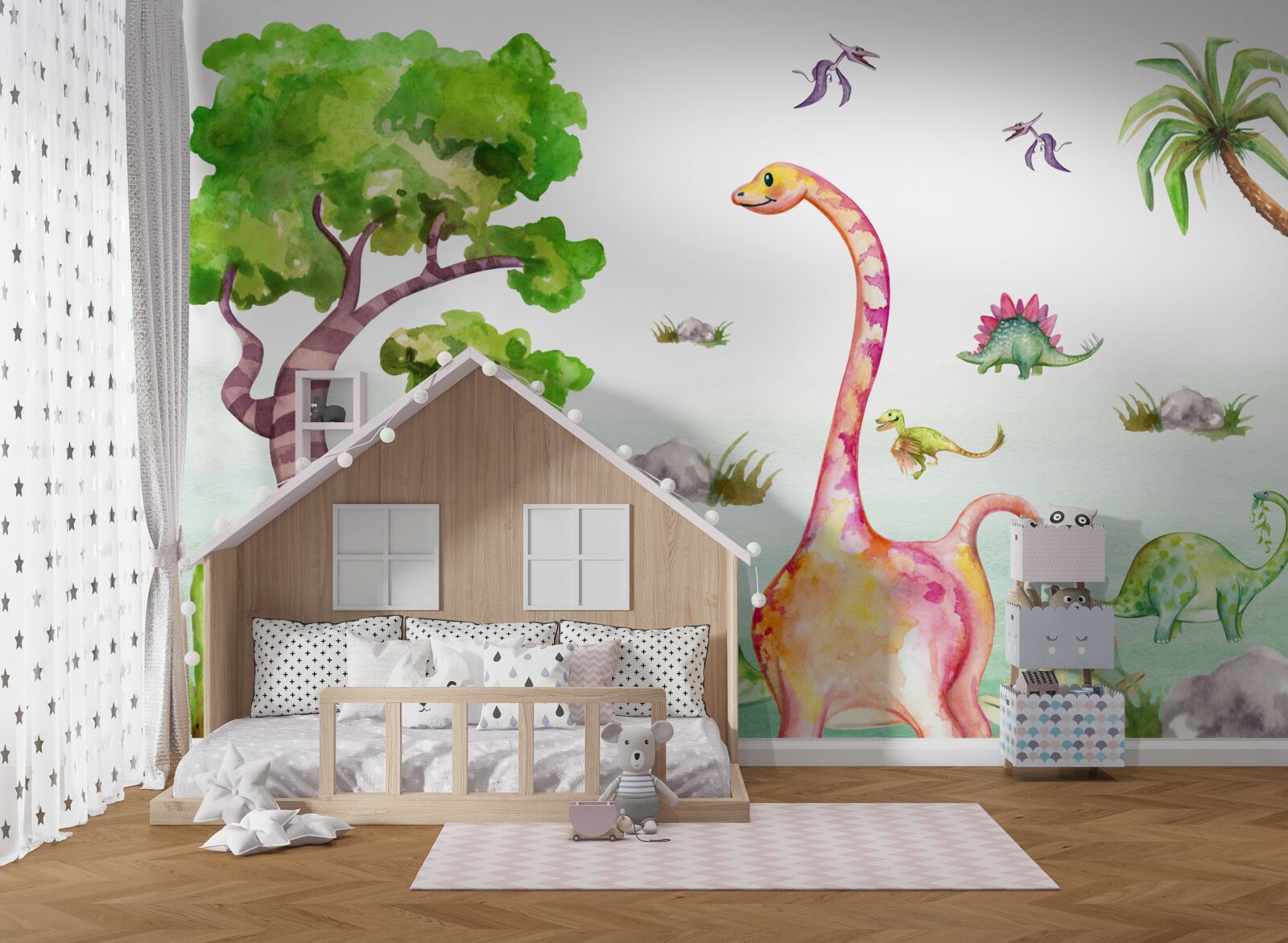 Фотошпалери анімовані динозаври на прогулянці