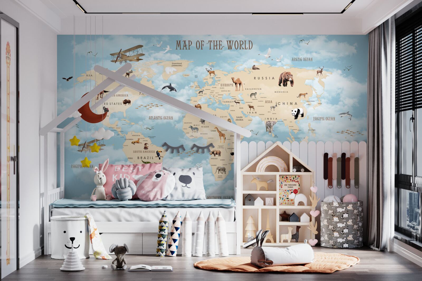 Фотошпалери карта з позначенням транспорту та тварин