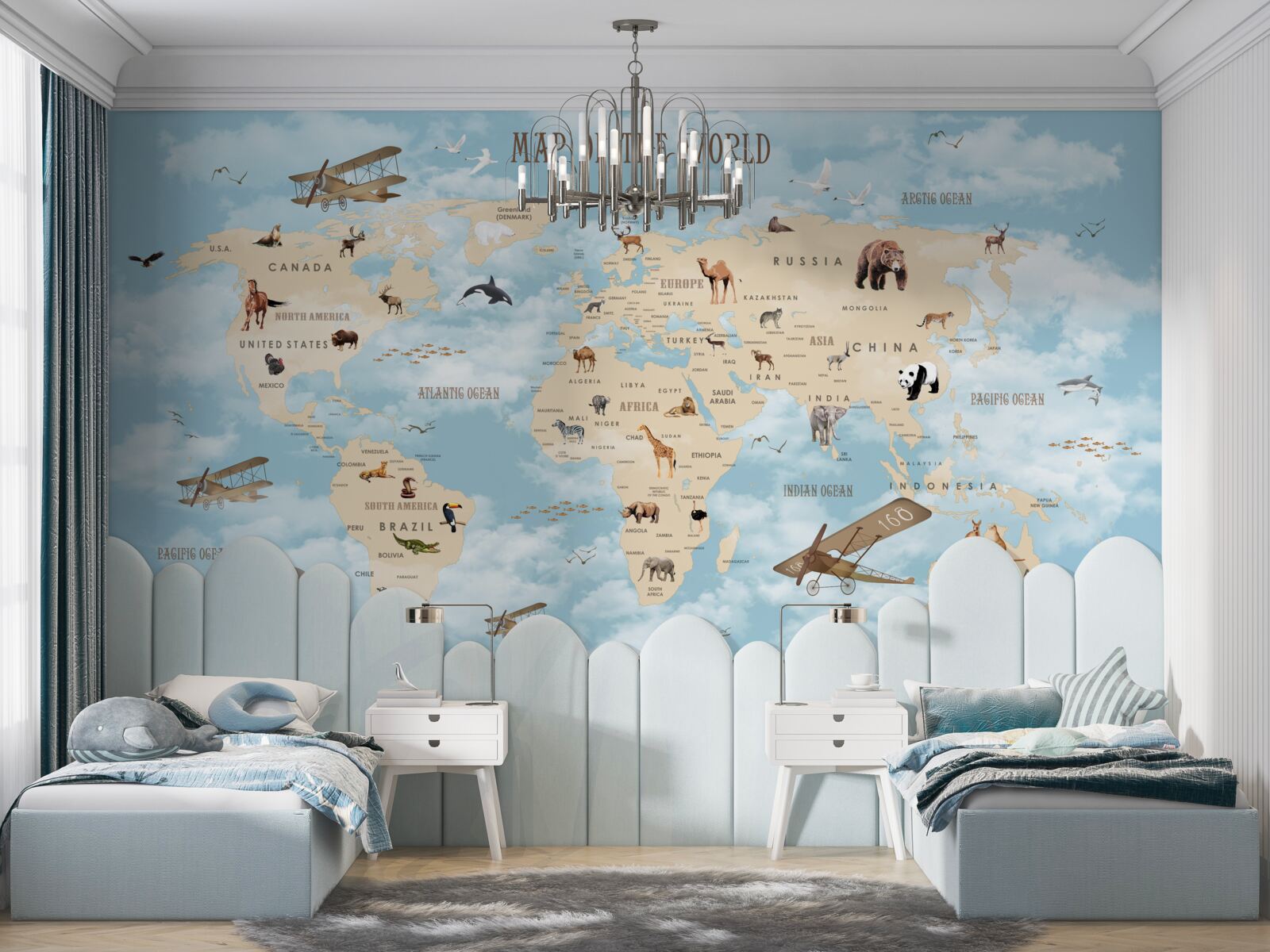 Фотошпалери карта з позначенням транспорту та тварин