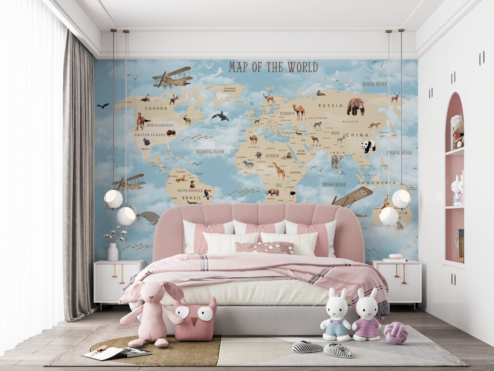 Фотошпалери карта з позначенням транспорту та тварин