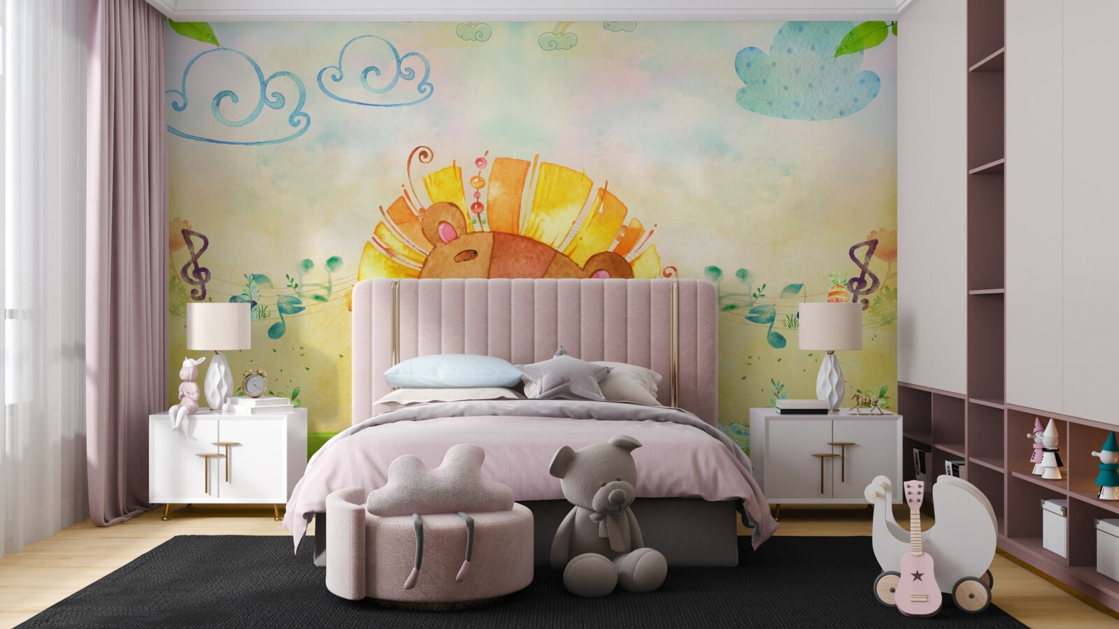 Фотошпалери молода левиця щасливо посміхається на лузі