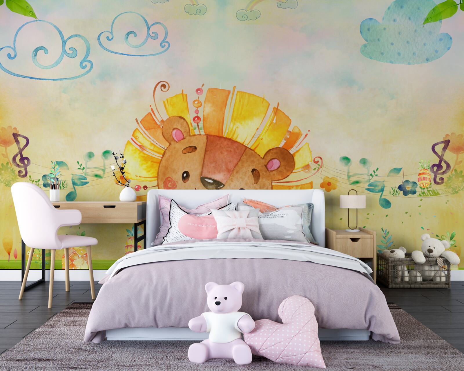 Фотошпалери молода левиця щасливо посміхається на лузі