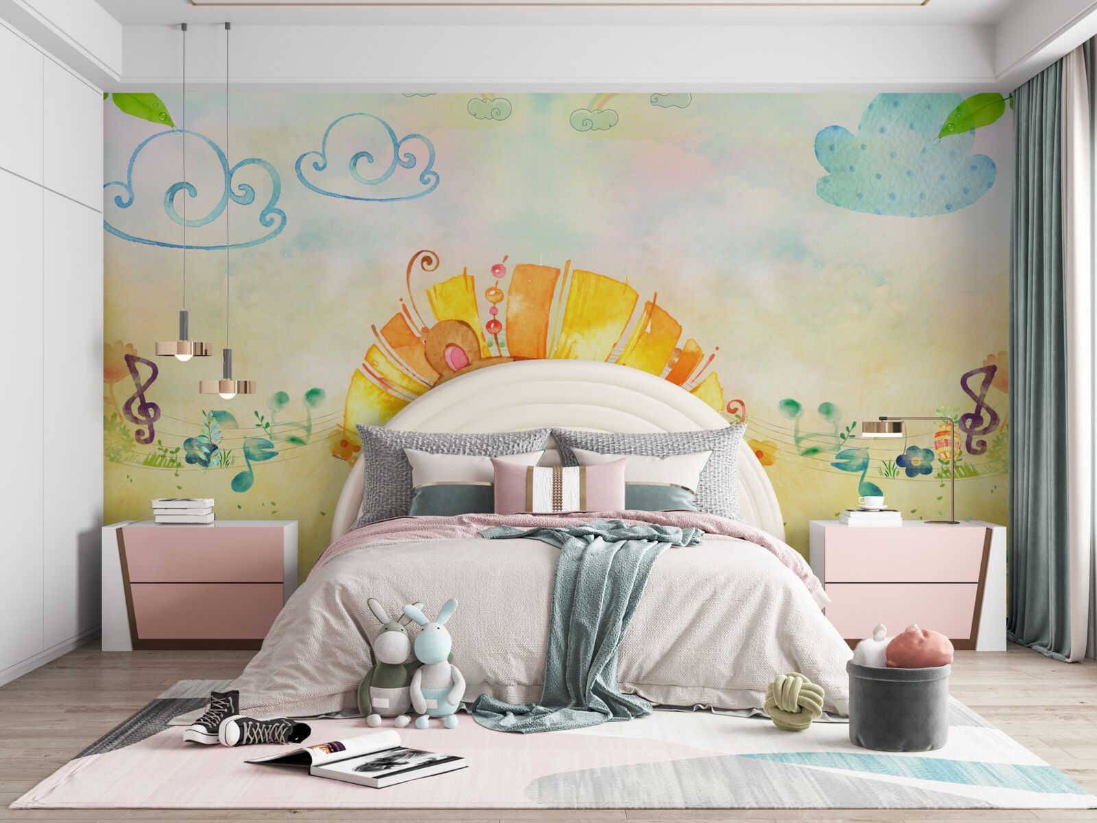 Фотошпалери молода левиця щасливо посміхається на лузі