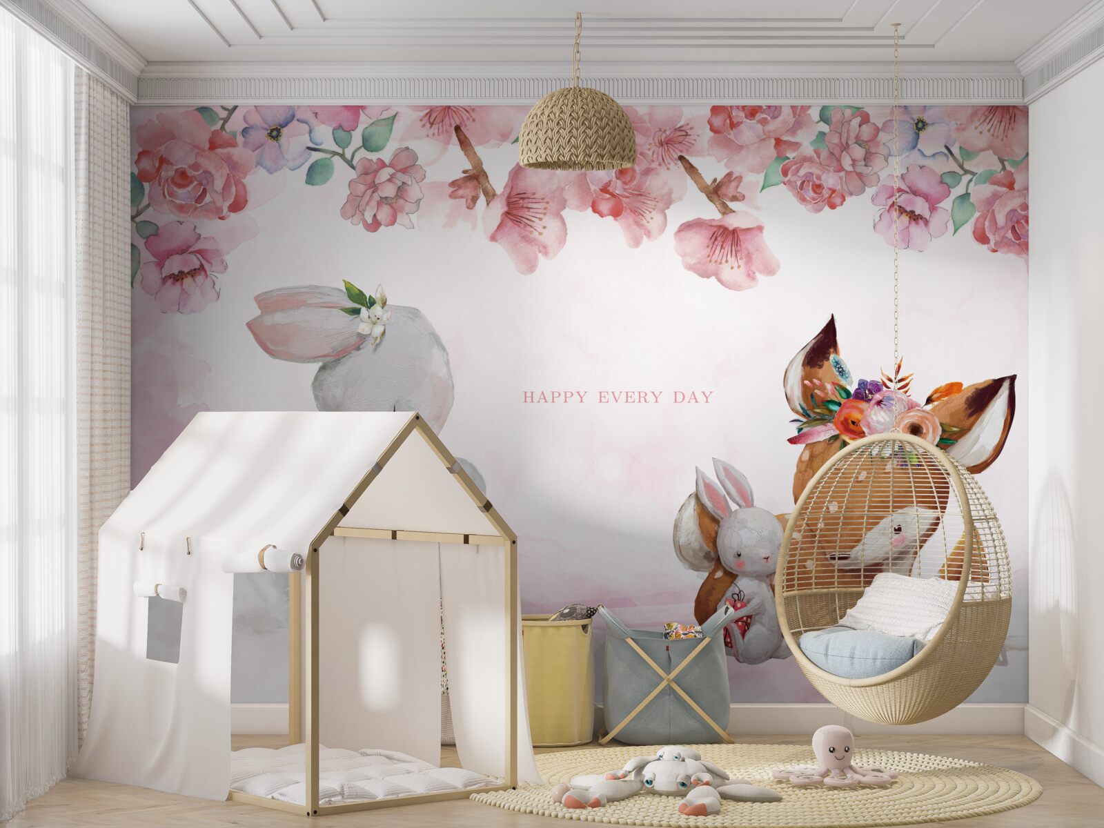 Фотошпалери цуценя оленя та чарівні кролики