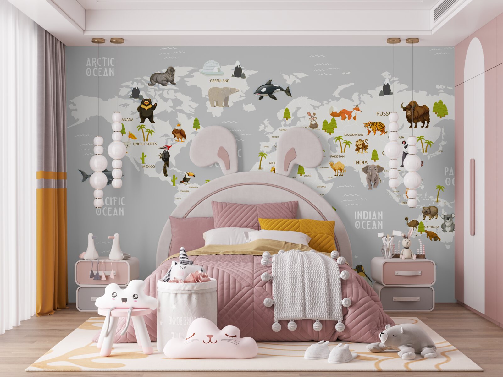 Фотошпалери карта з зображенням диких тварин