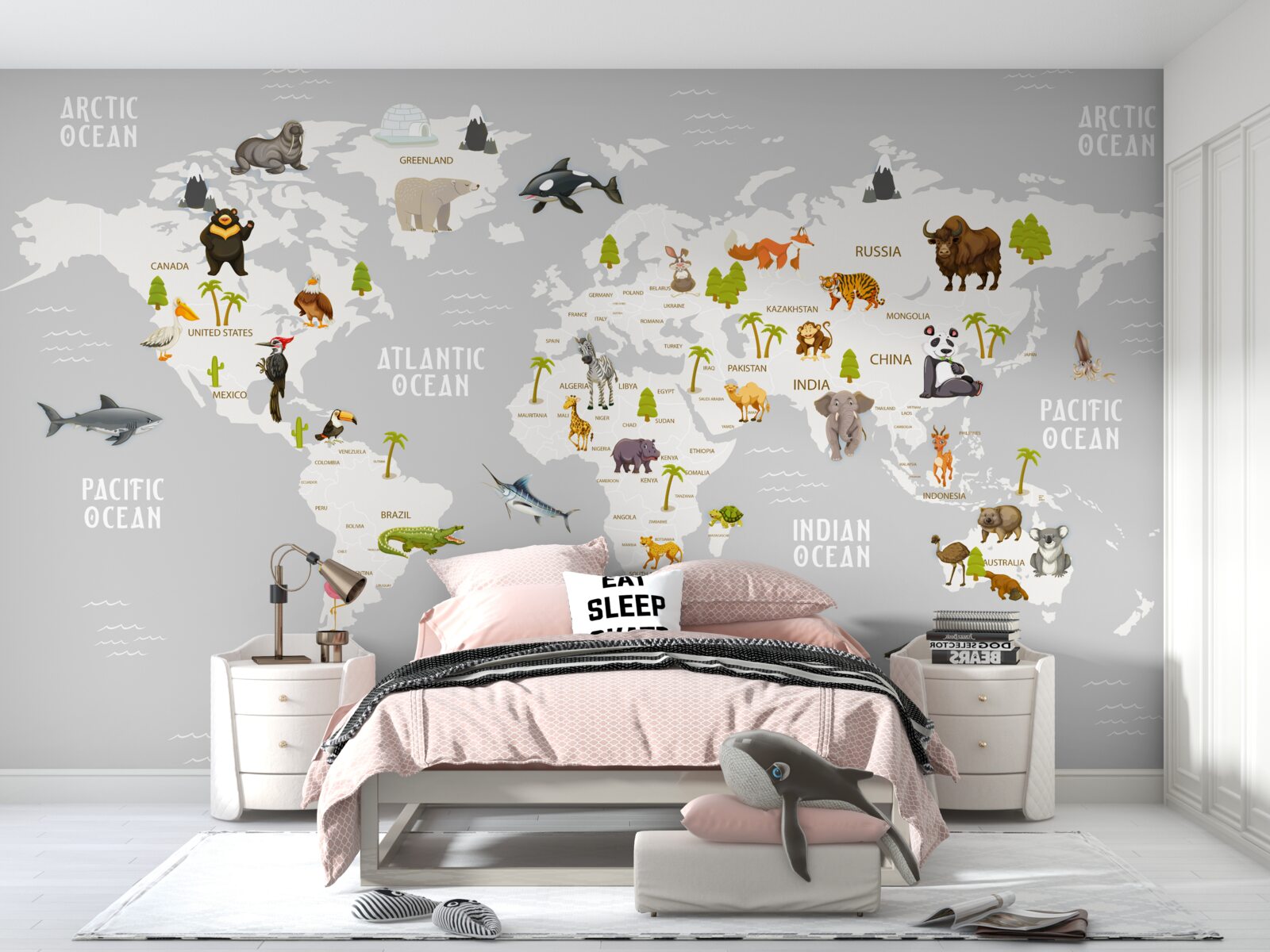 Фотошпалери карта з зображенням диких тварин