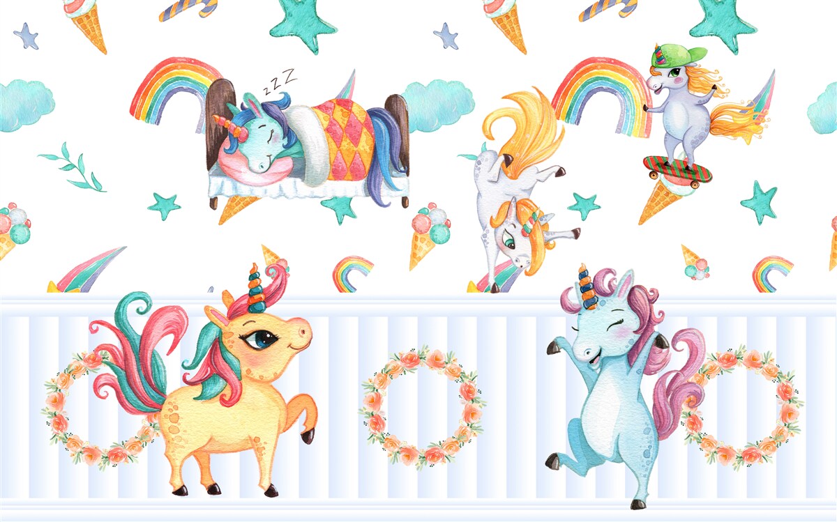 Фотошпалери єдинороги, заклопотані власними справами, у різних кольорах
