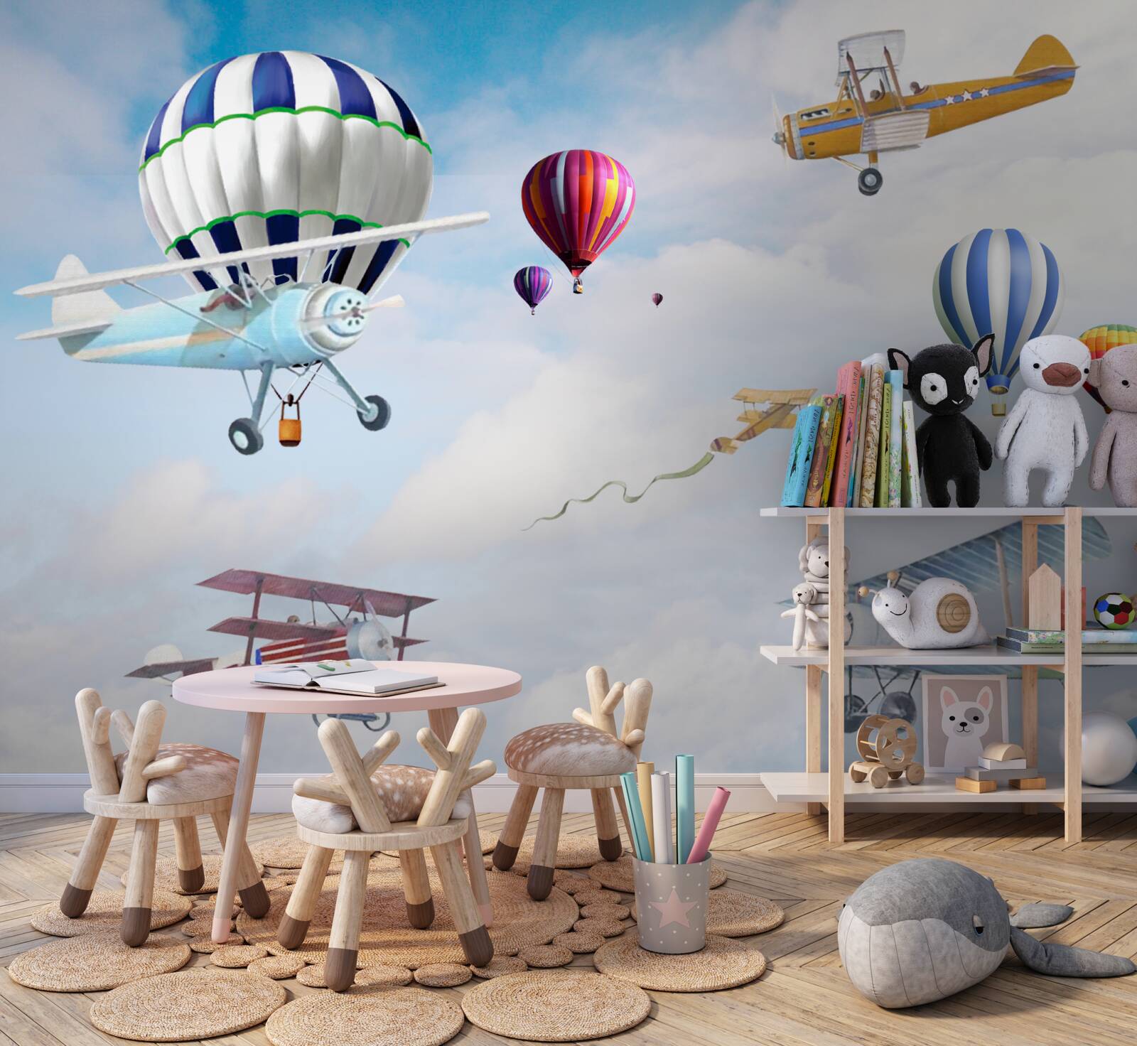 Фотошпалери повітряні маневри літальних апаратів і балонів