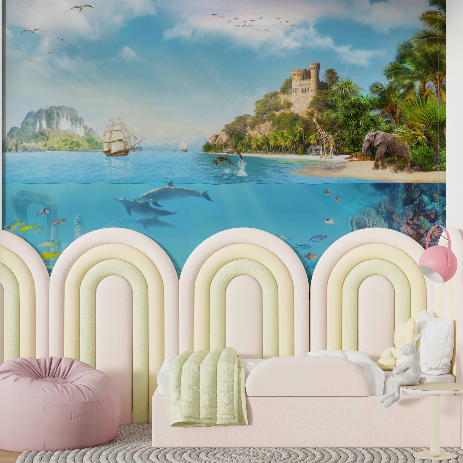 Фотошпалери зачарований острів, населений різними тваринами