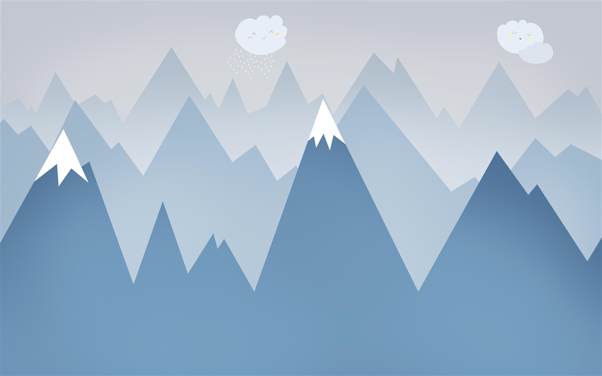 Фотошпалери силуети гір у блакитному кольорі