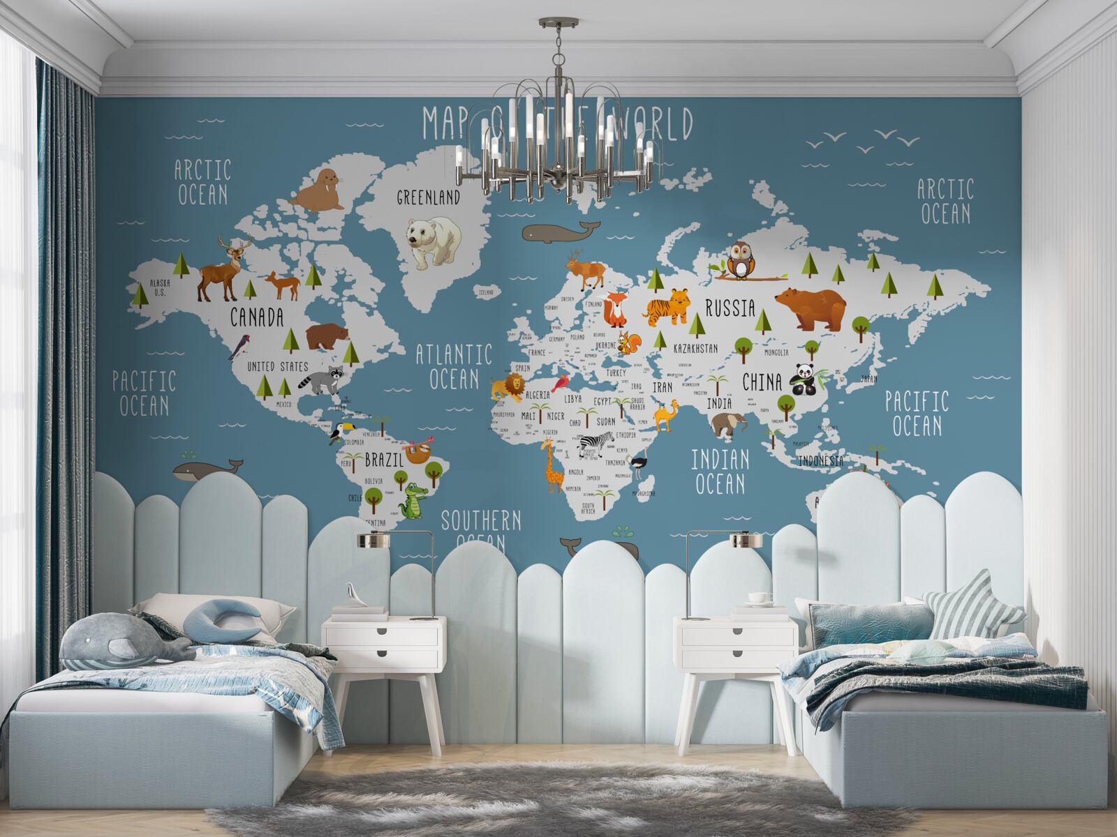 Фотошпалери карта, виконана в анімаційній естетиці