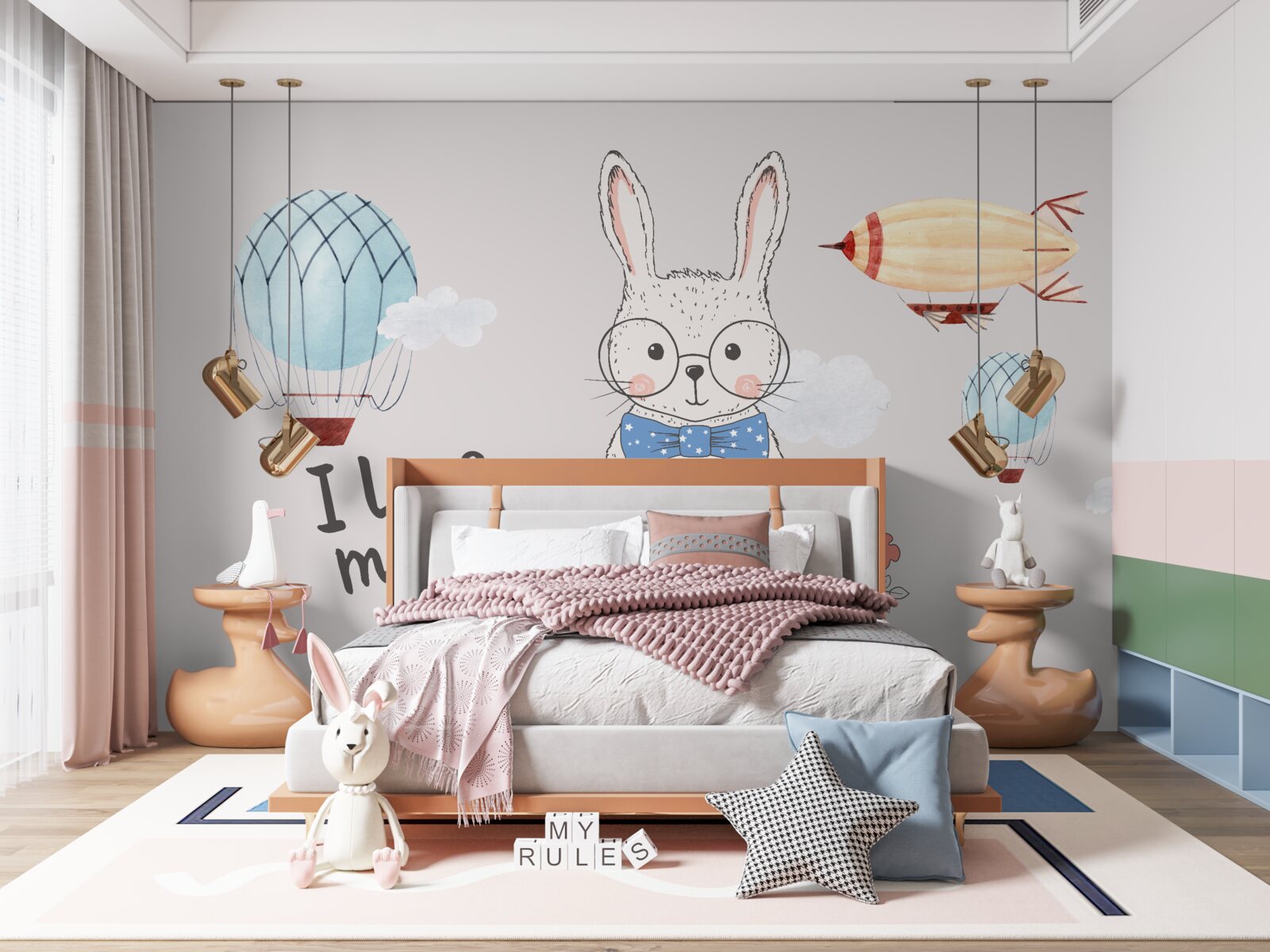 Фотошпалери заєць в окулярах на тлі автомобілів