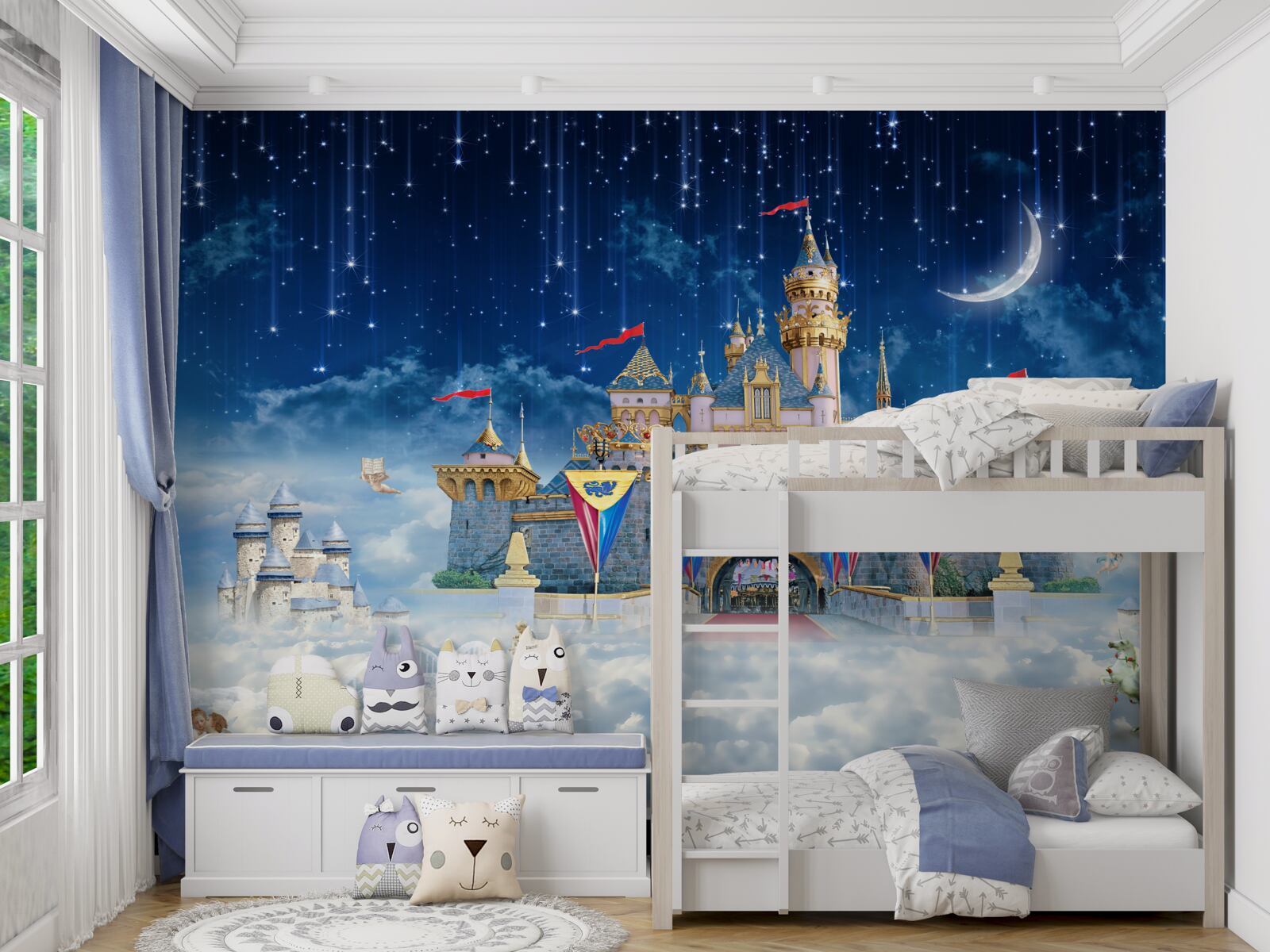 Фотошпалери метеоритний дощ над великою фортецею