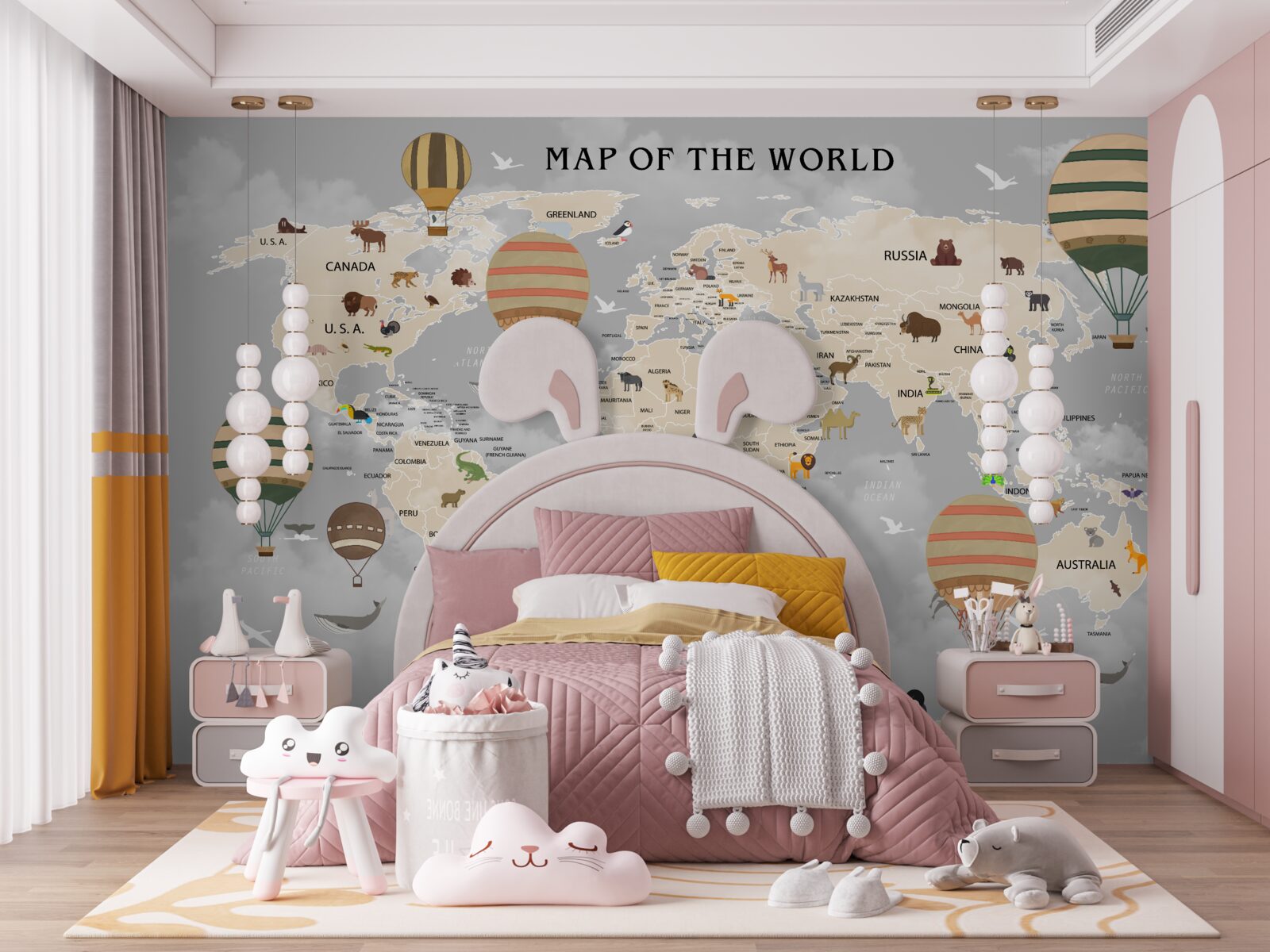 Фотошпалери глобус і повітряні кульки