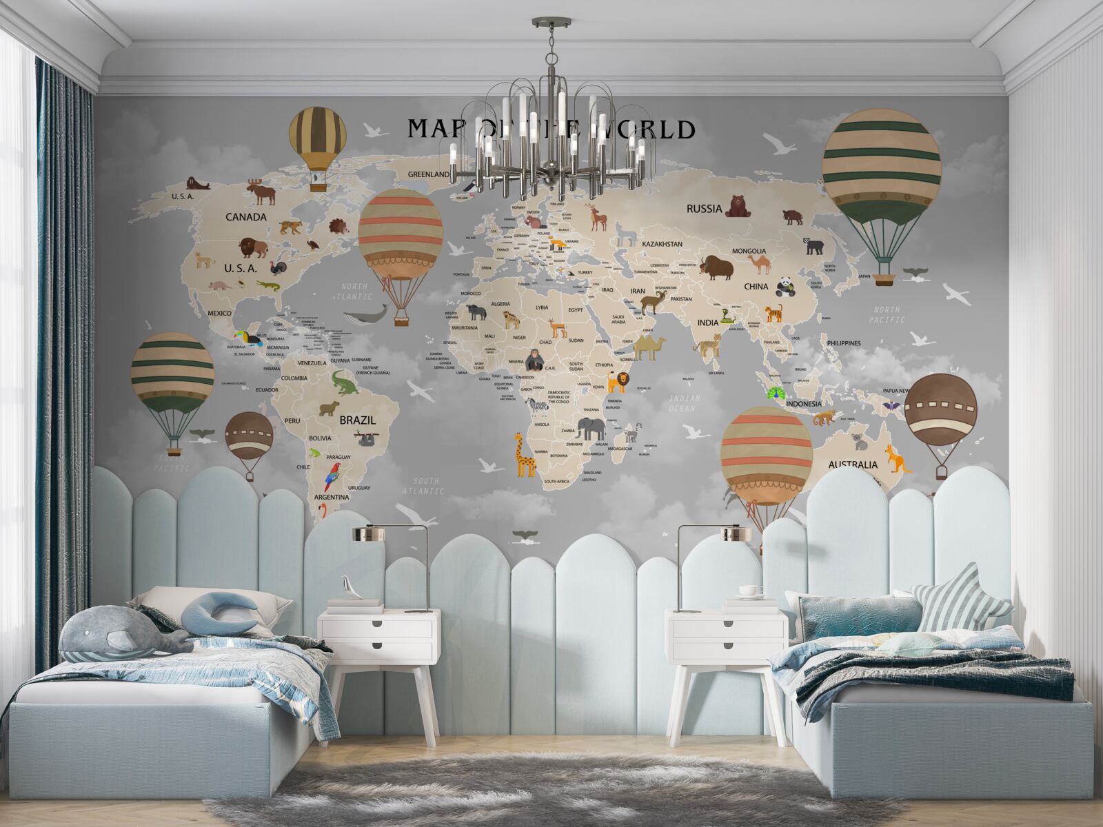 Фотошпалери глобус і повітряні кульки
