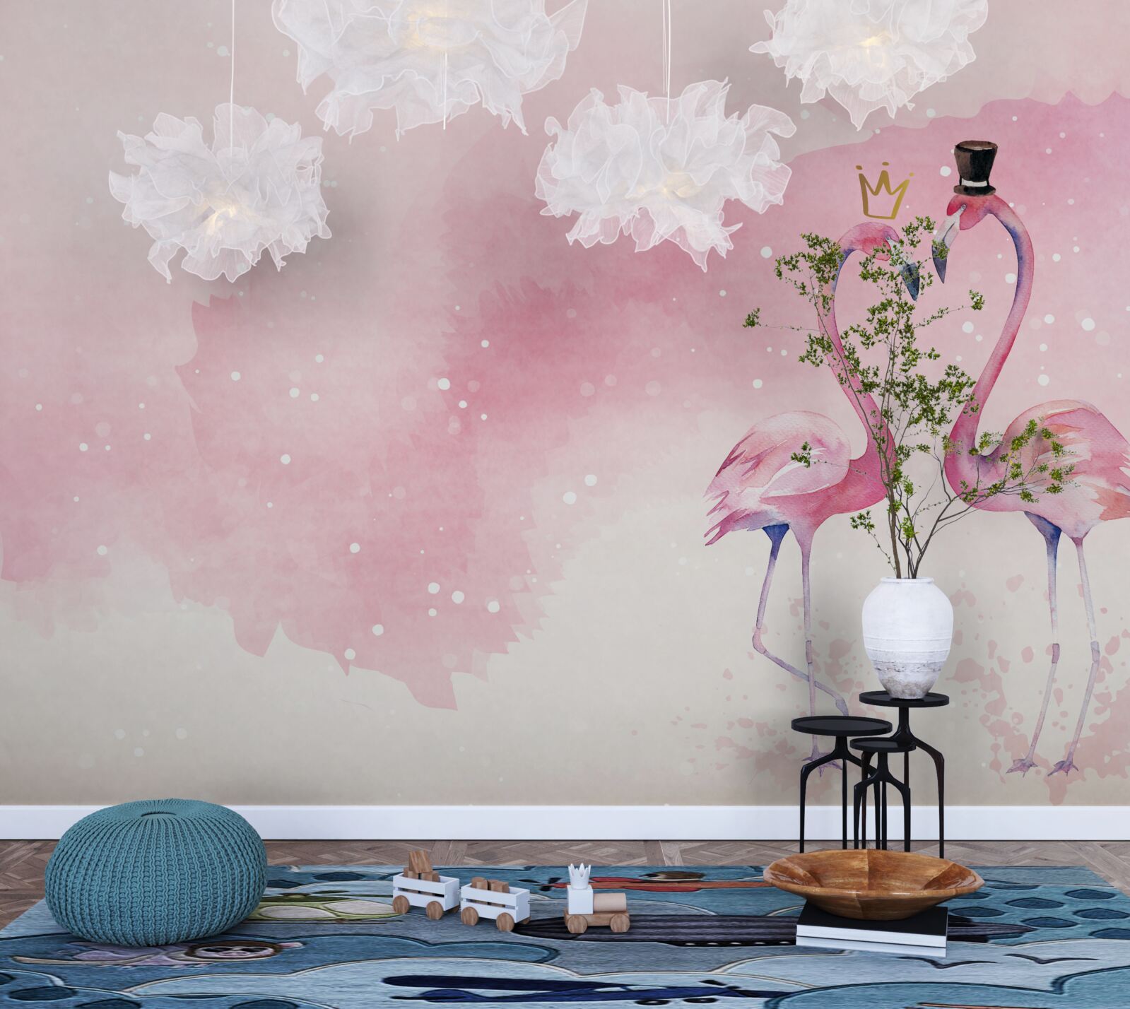 Фотошпалери два рожевих фламінго