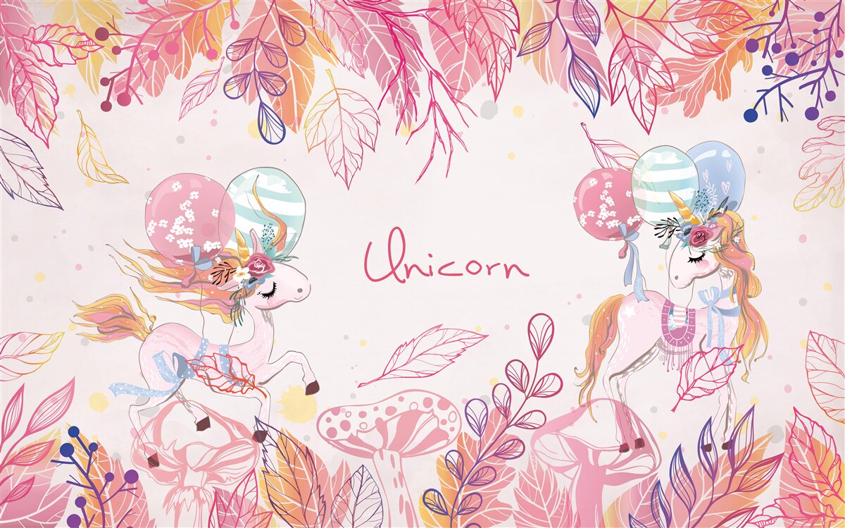 Фотошпалери рожеві єдинороги з гелієвими кульками