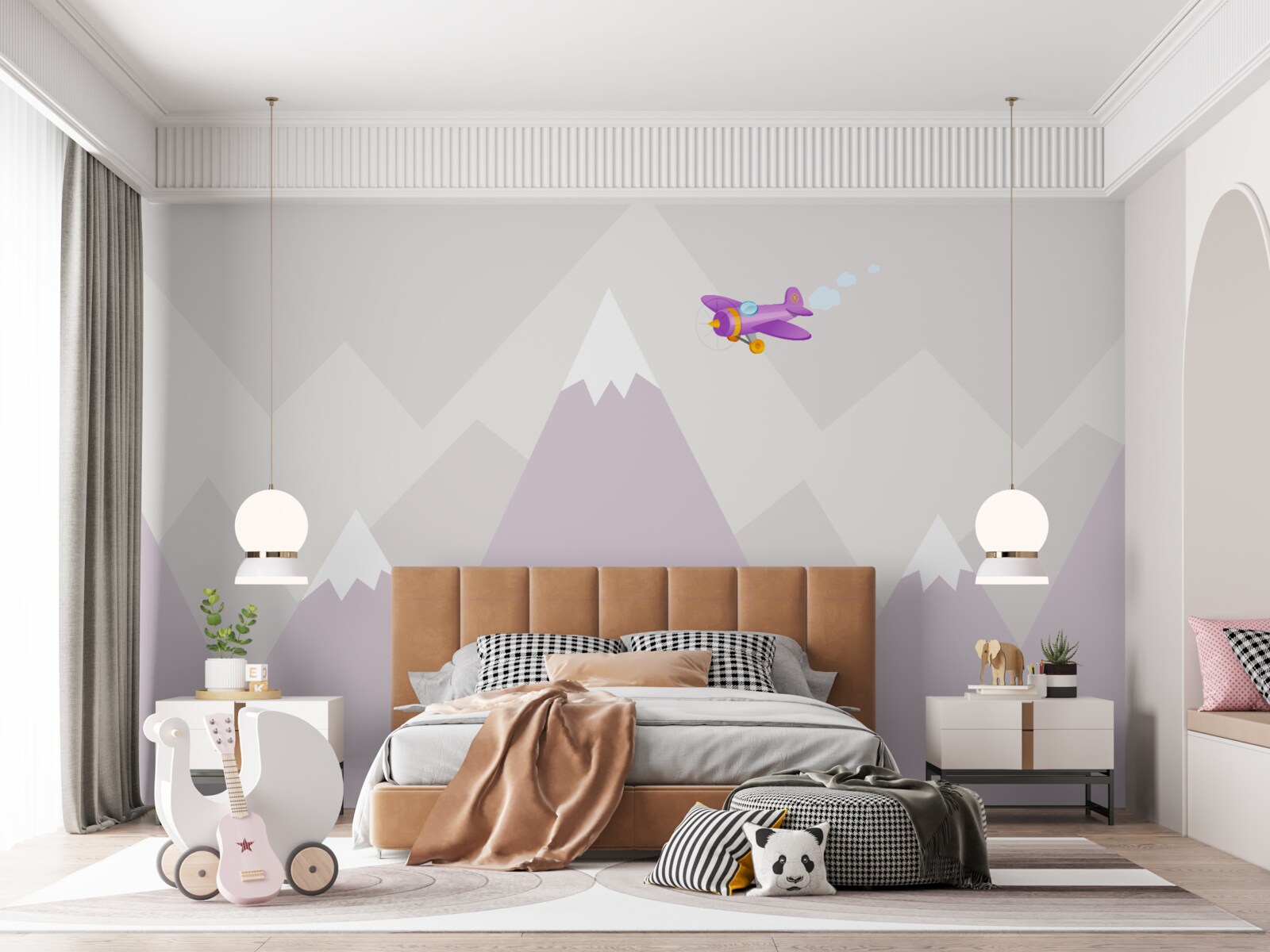 Фотошпалери дитяча кімната розташована на фоні гір