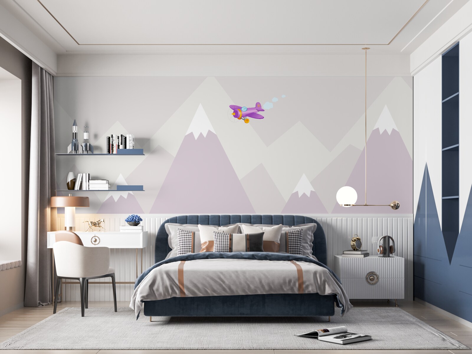 Фотошпалери дитяча кімната розташована на фоні гір