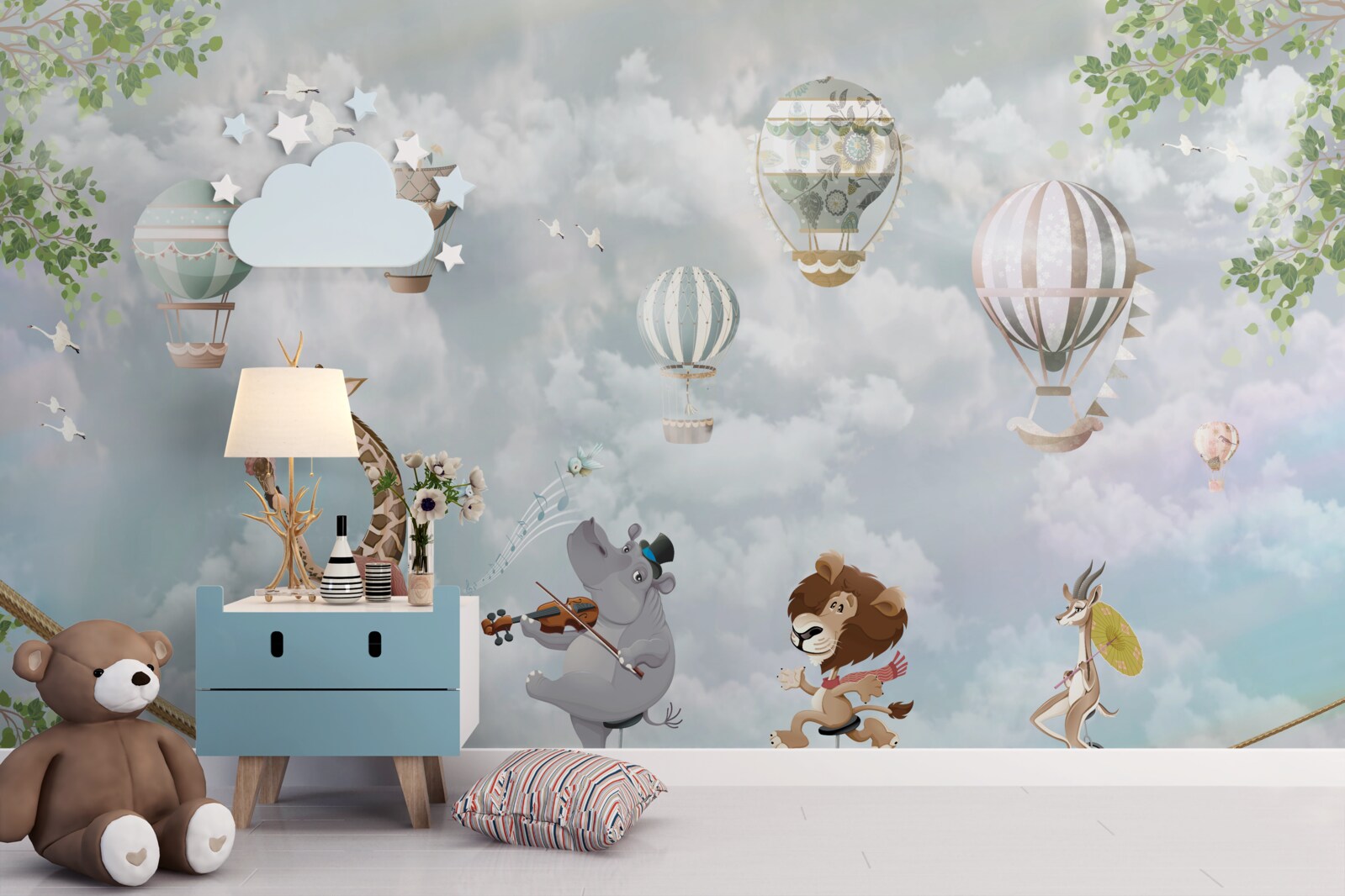 Фотошпалери тварини балансують на мотузці на двоколісному велосипеді