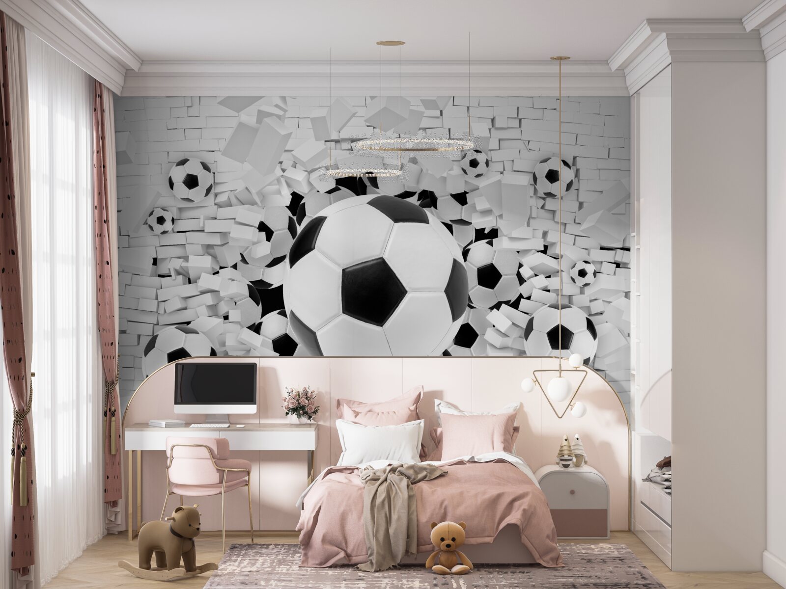 Фотошпалери велика кількість футбольних м'ячів