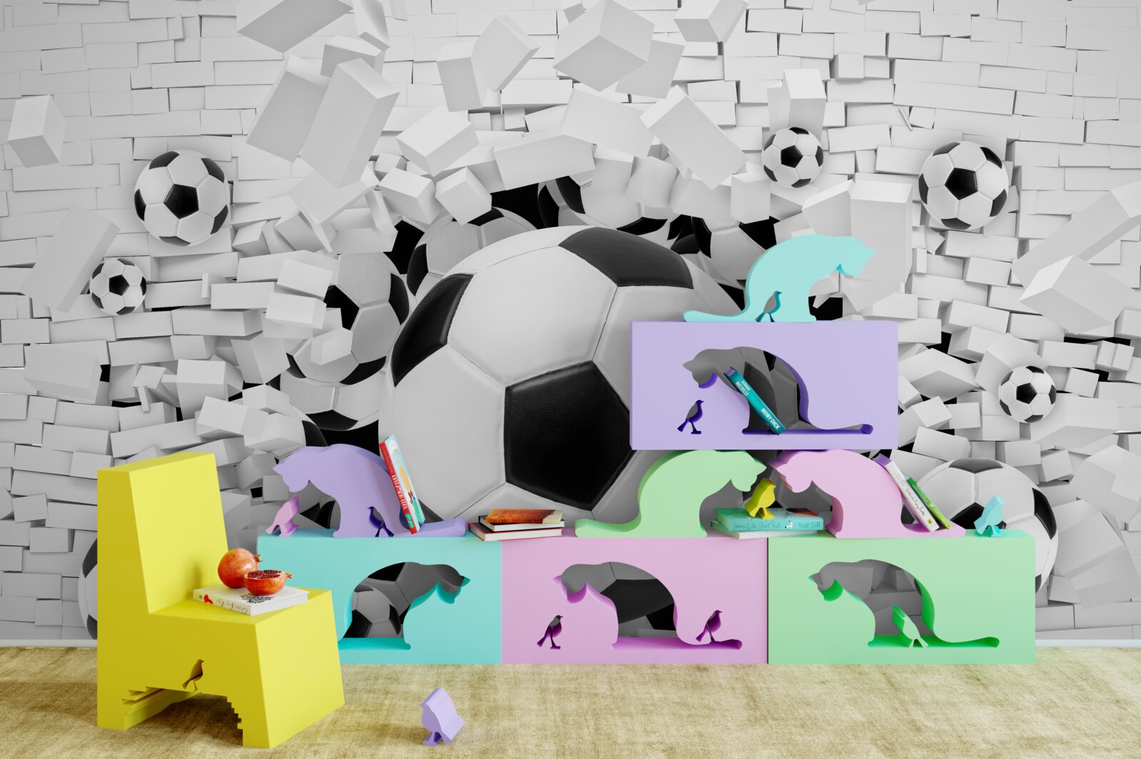 Фотошпалери велика кількість футбольних м'ячів