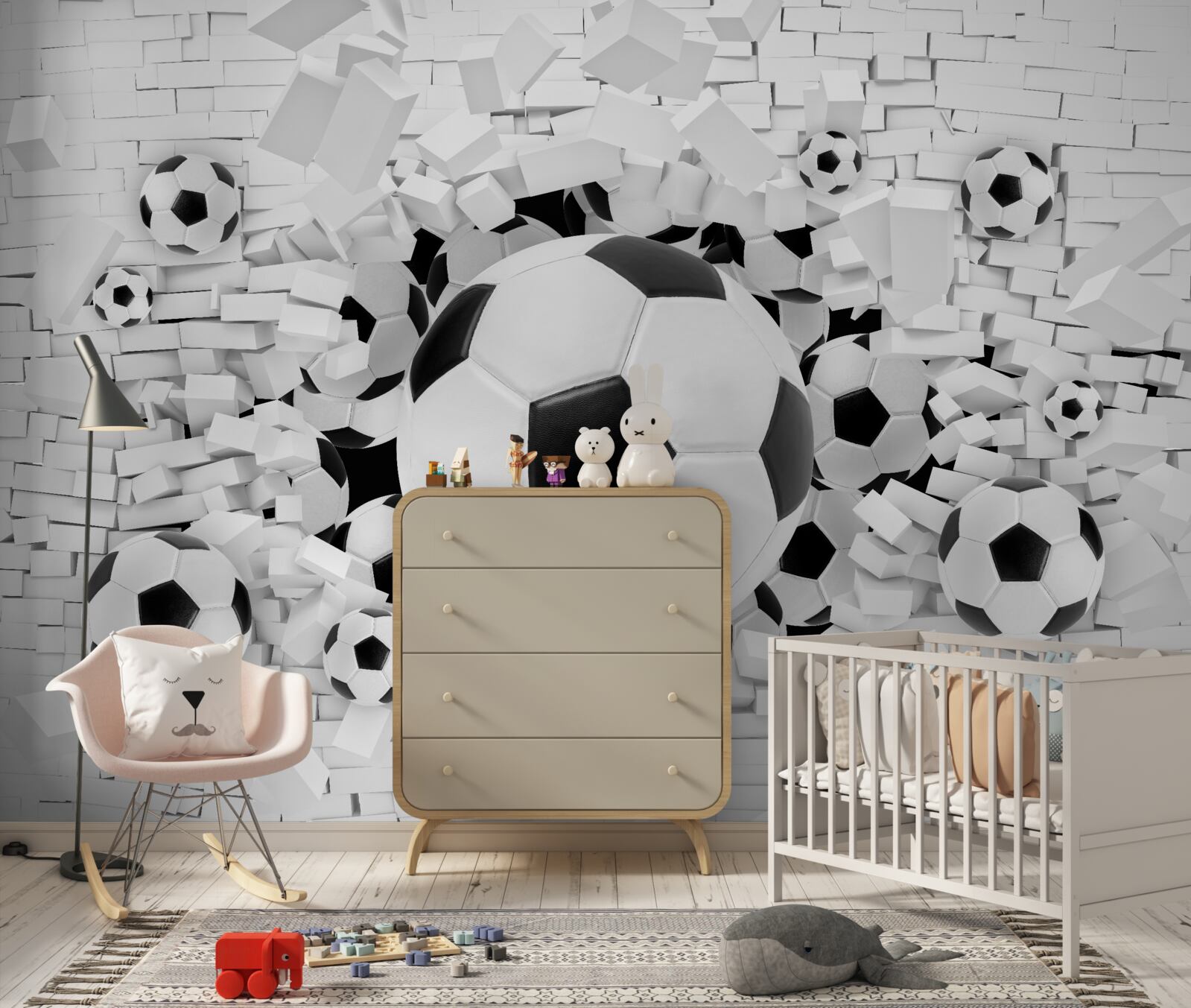 Фотошпалери велика кількість футбольних м'ячів