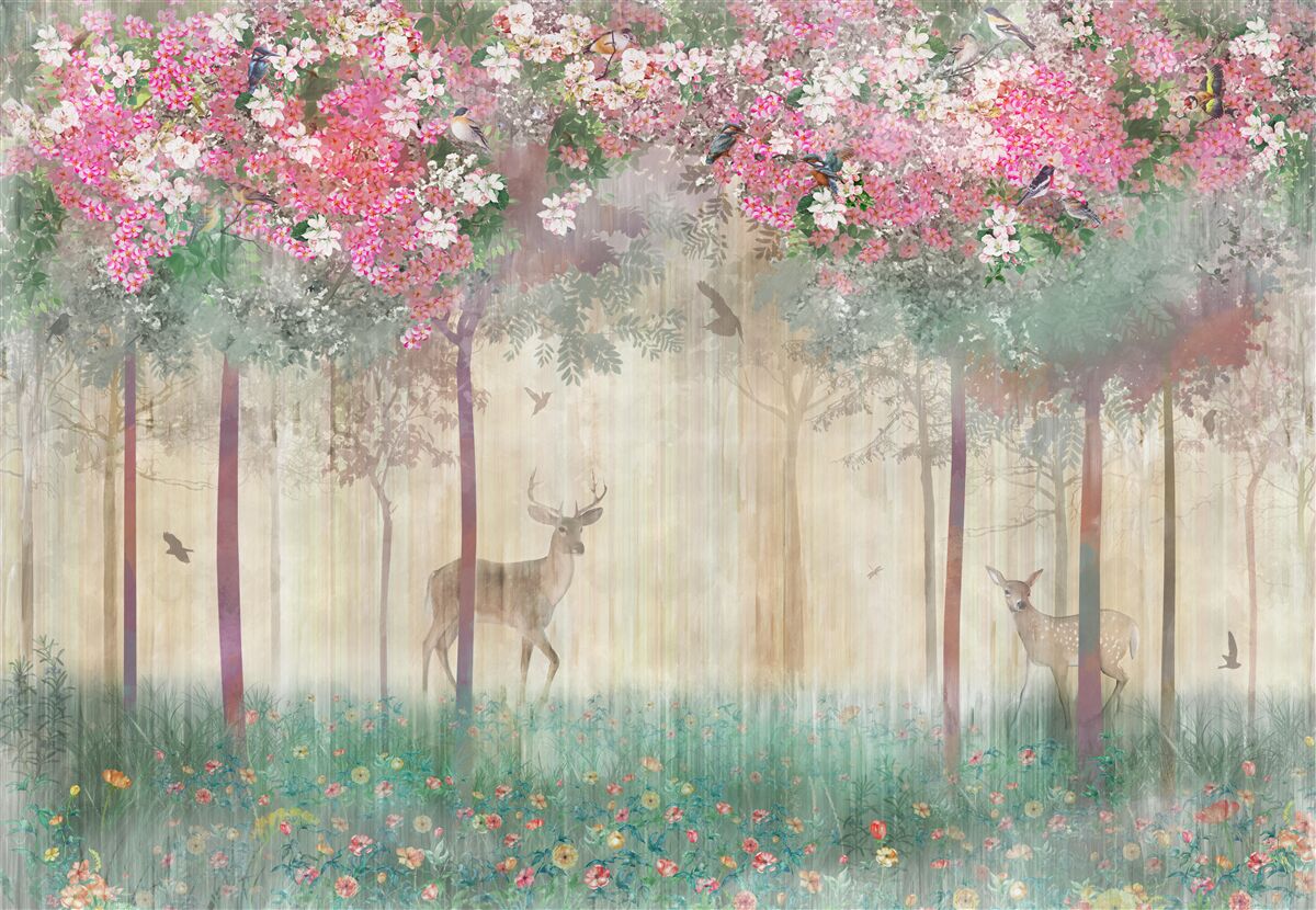 Фотошпалери сад, де виблискують олені