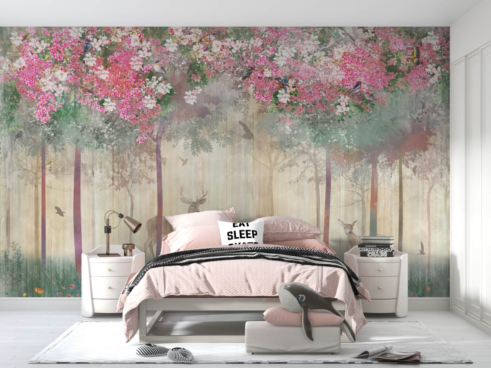 Фотошпалери сад, де виблискують олені