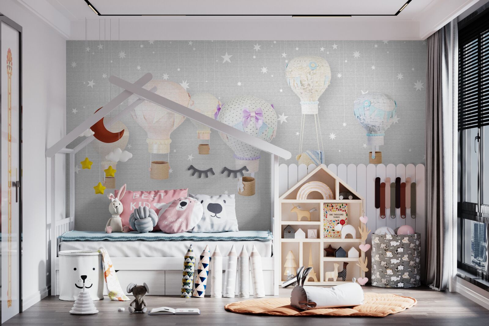 Фотошпалери м'який плюшевий ведмедик у повітряній кулі