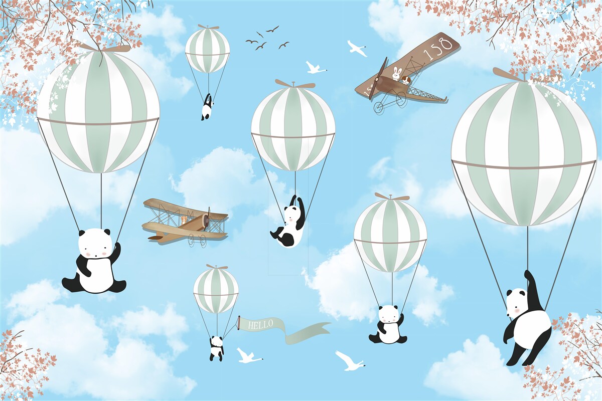 Фотошпалери панди люблять гратися з повітряними кульками