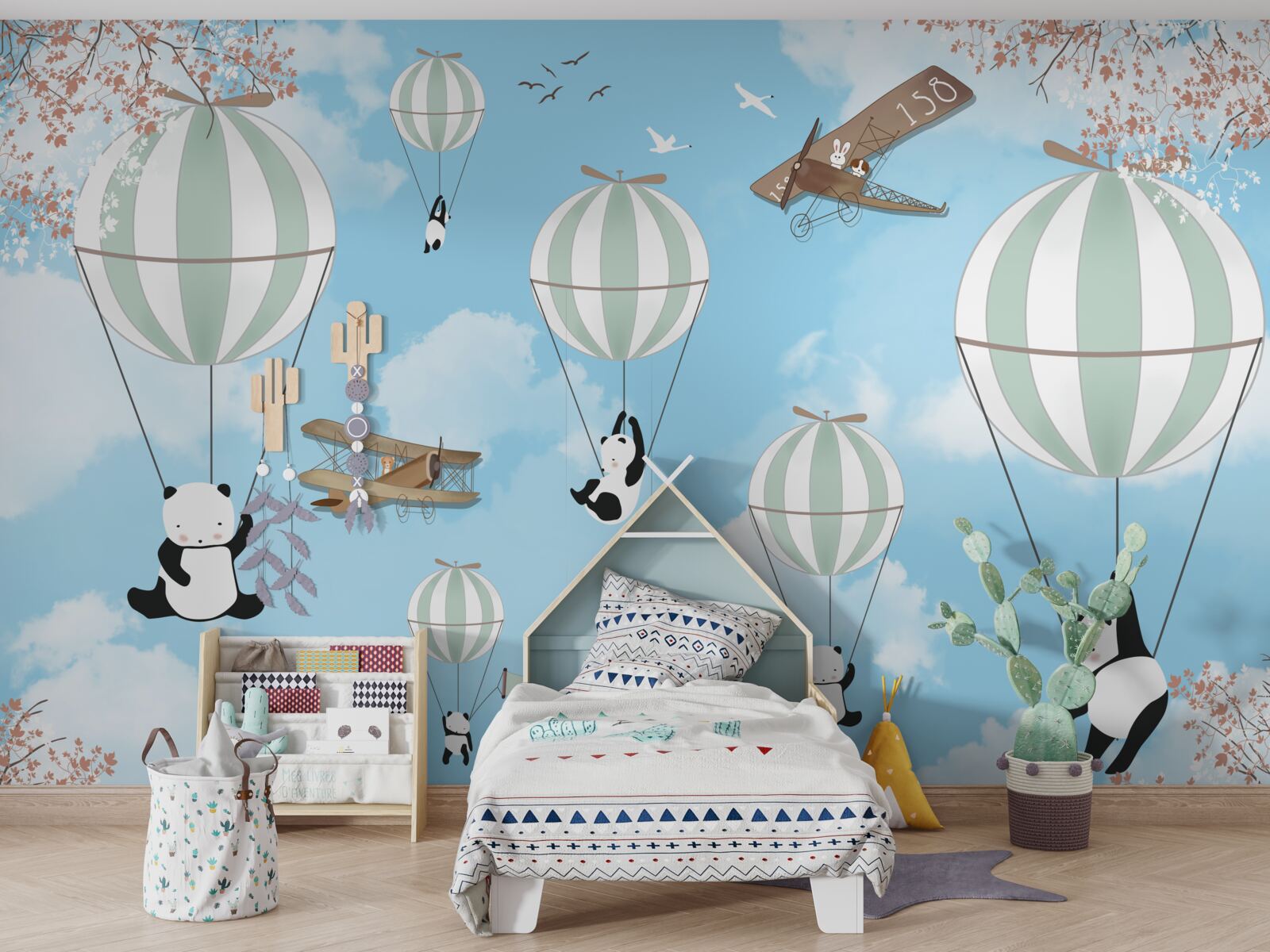 Фотошпалери панди люблять гратися з повітряними кульками